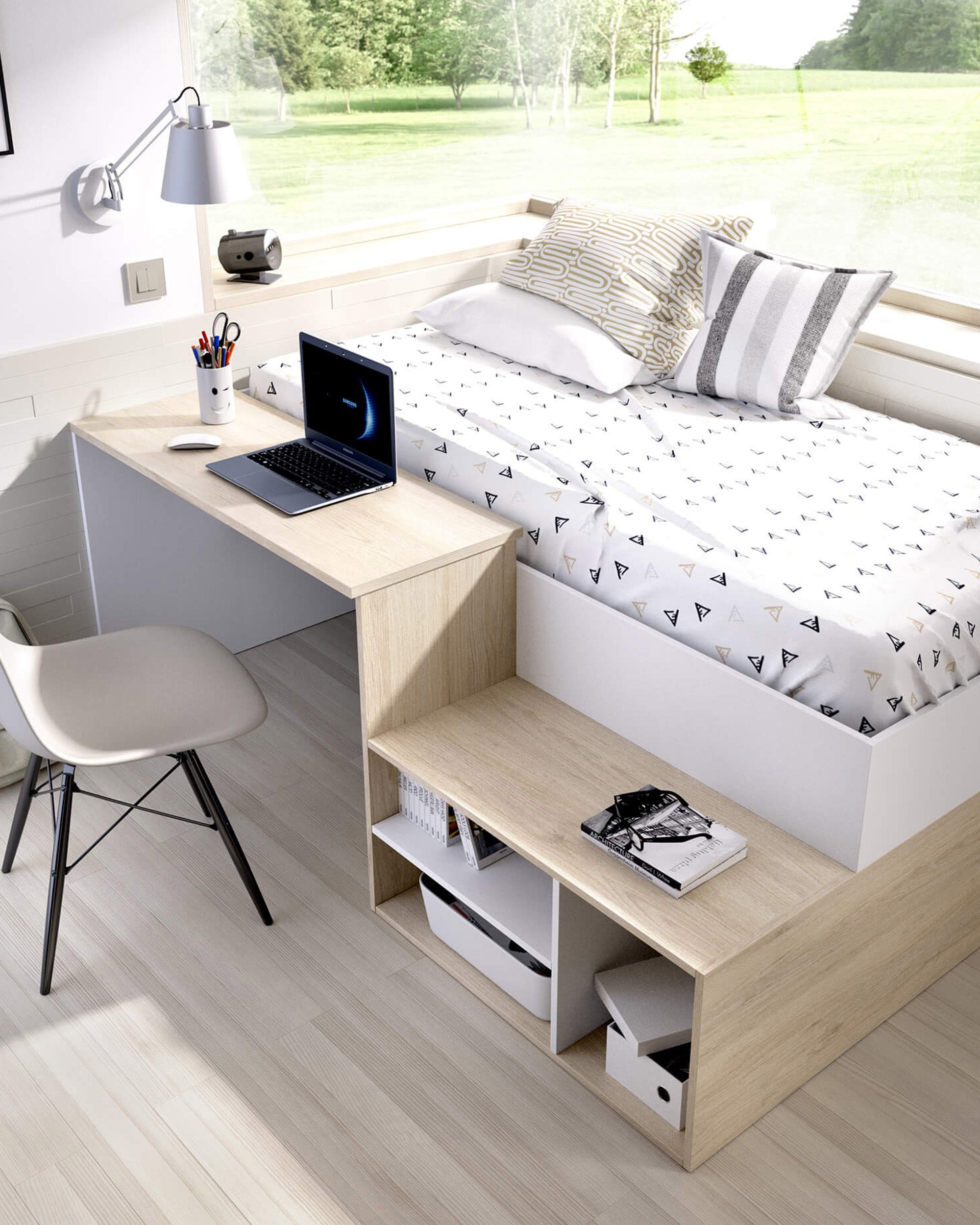 Cama alta reversível ERICK com secretária
