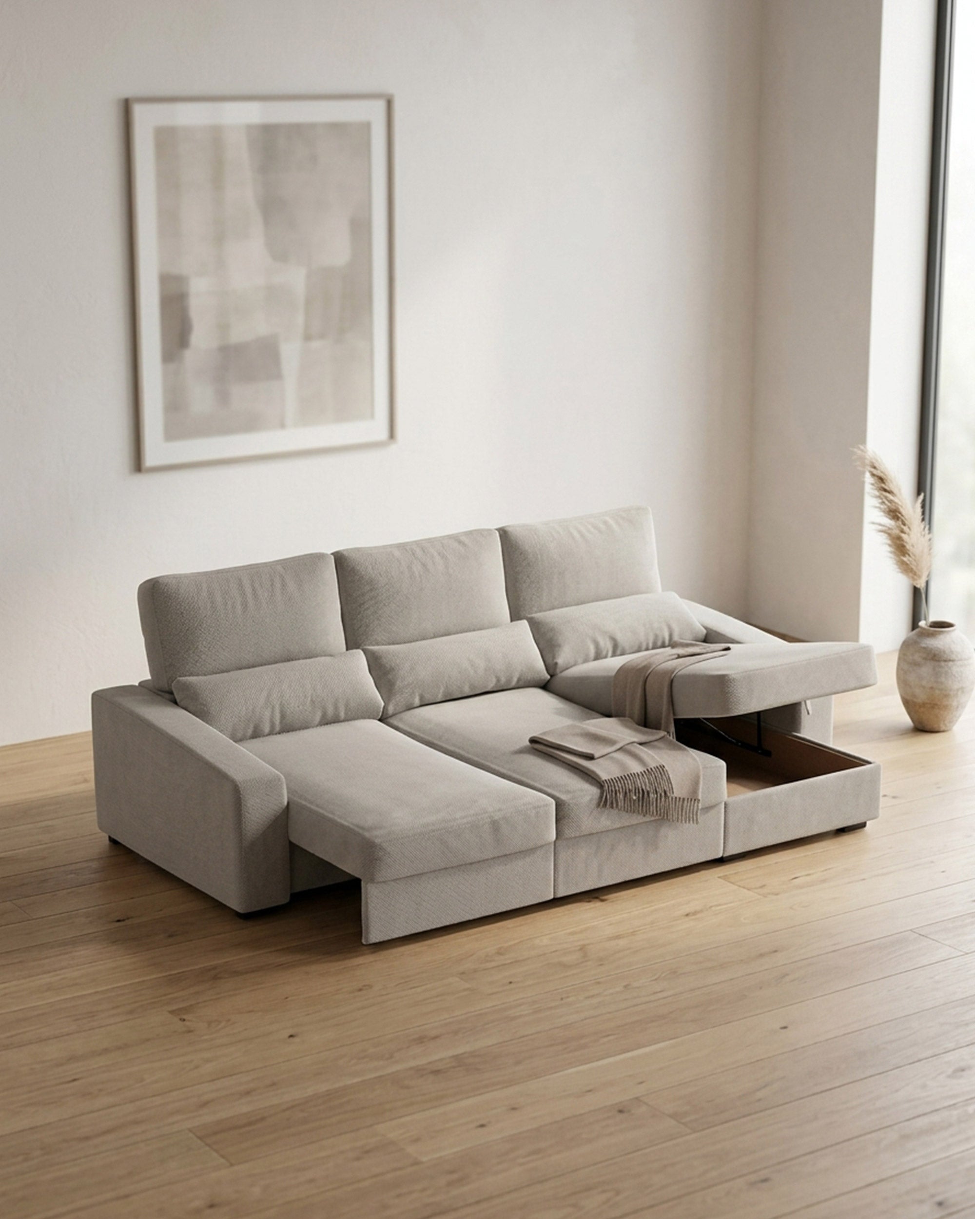 ALABAMA reversible chaise longue sofa with bed and storage box