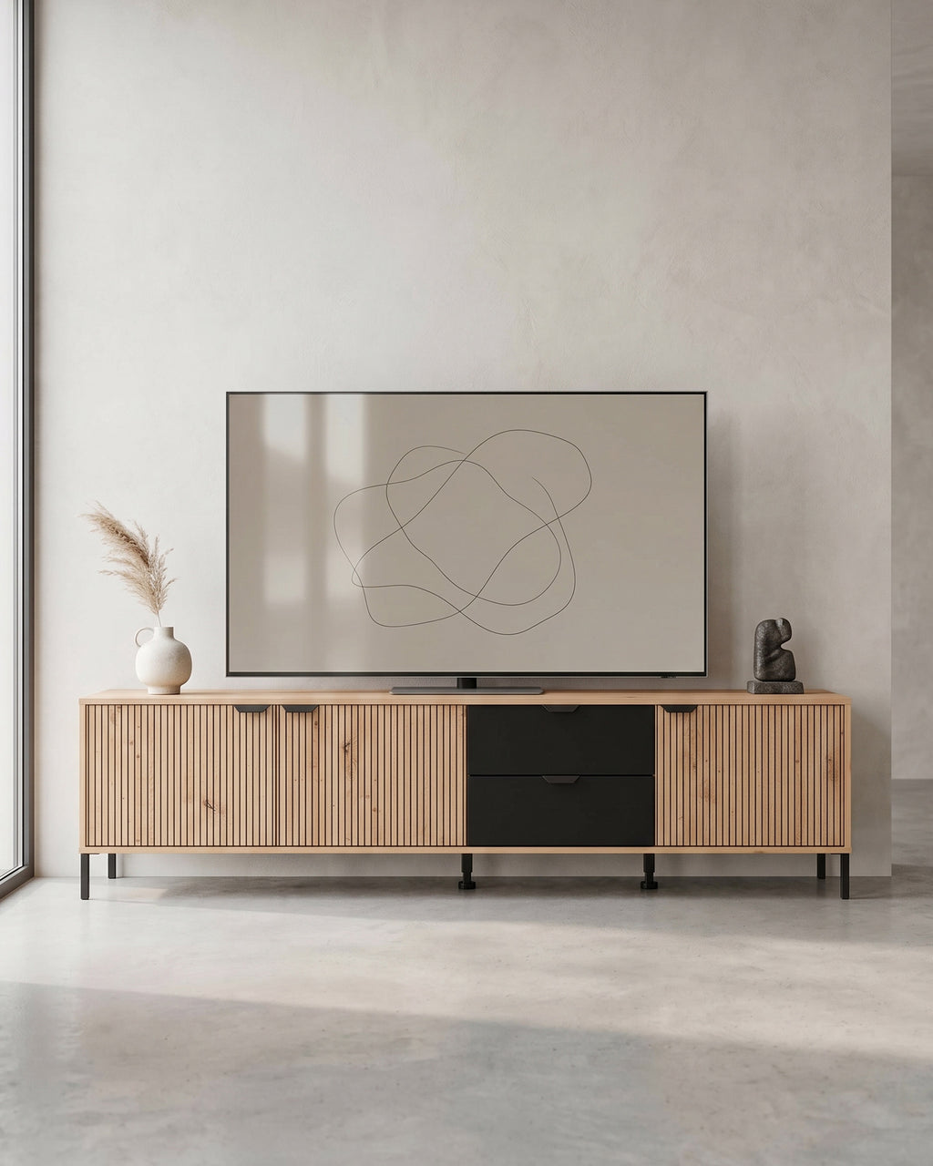 Móvel TV MAYENNE com 3 portas e 2 gavetas