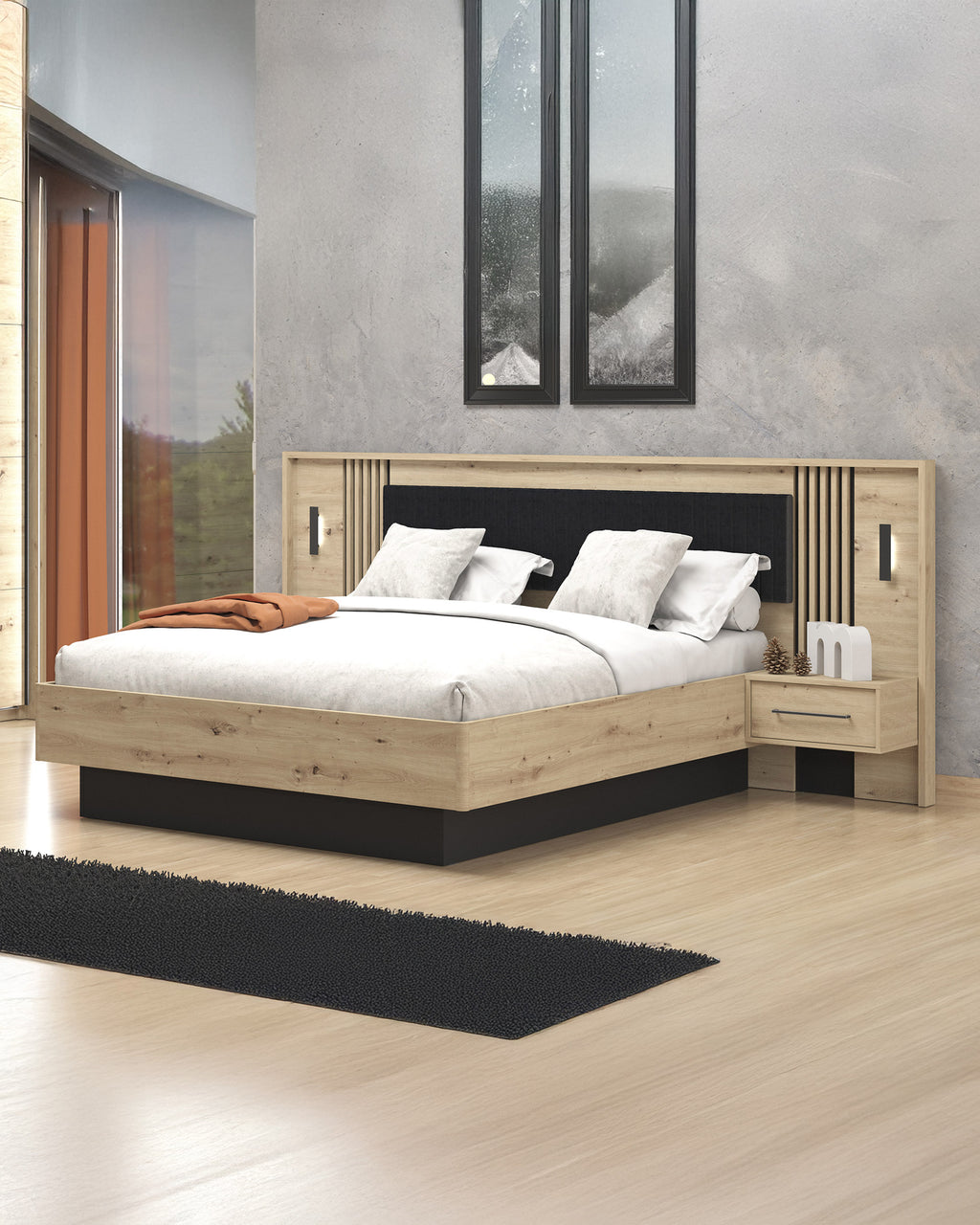 ASCALON double bed with bedside tables