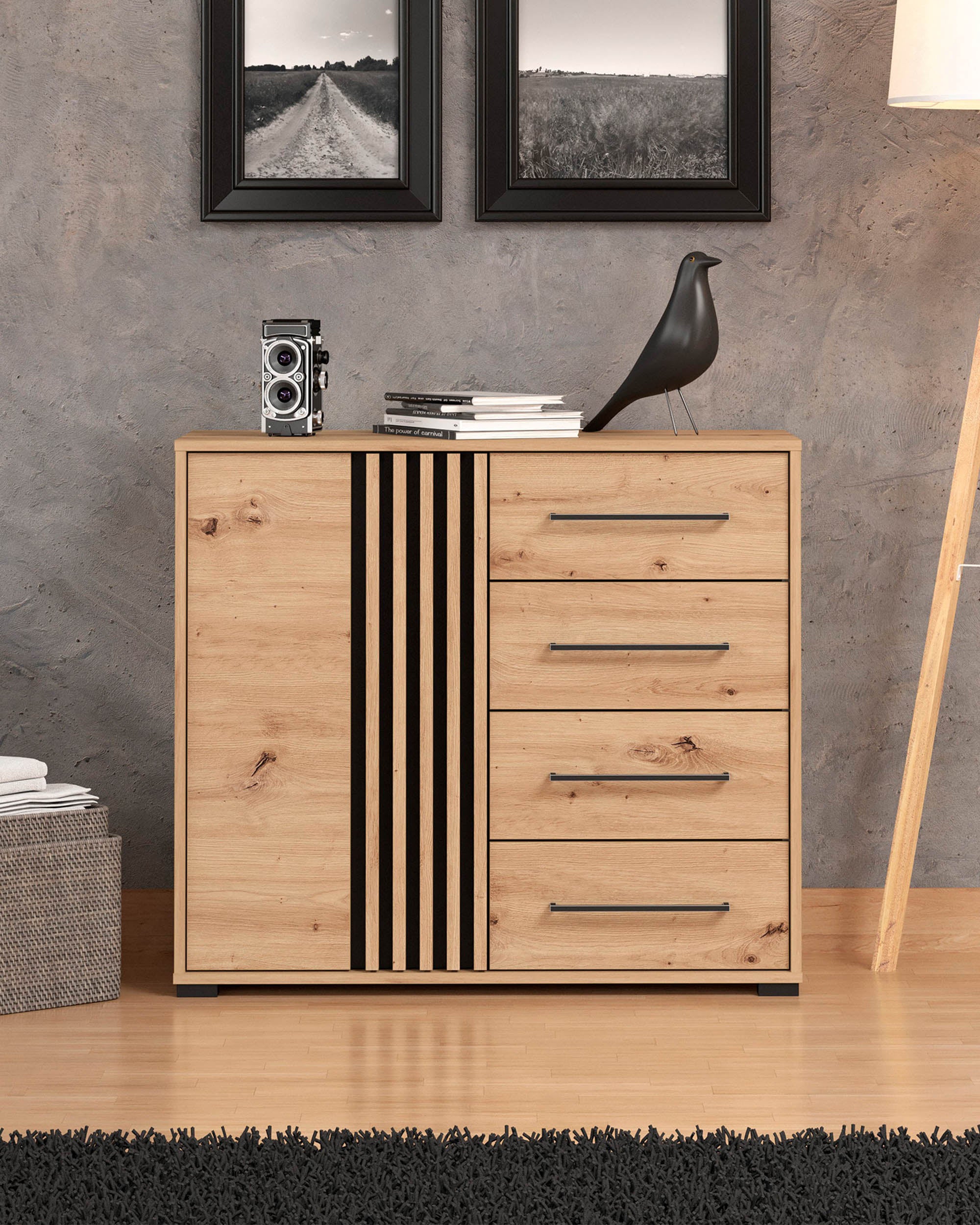 ASCALON Sideboard with 1 door and 4 drawers