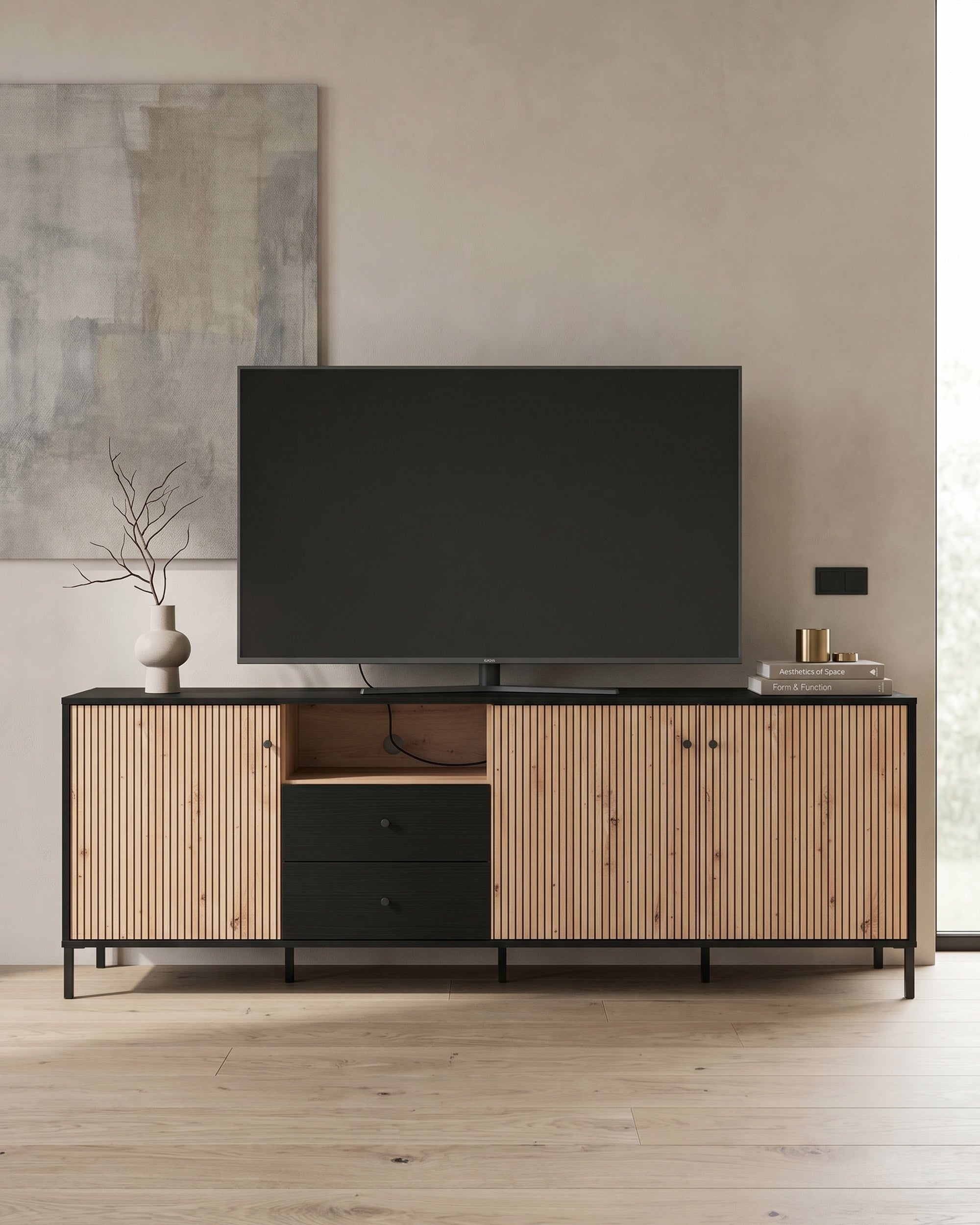 CORREZE TV unit with 3 doors and 2 drawers