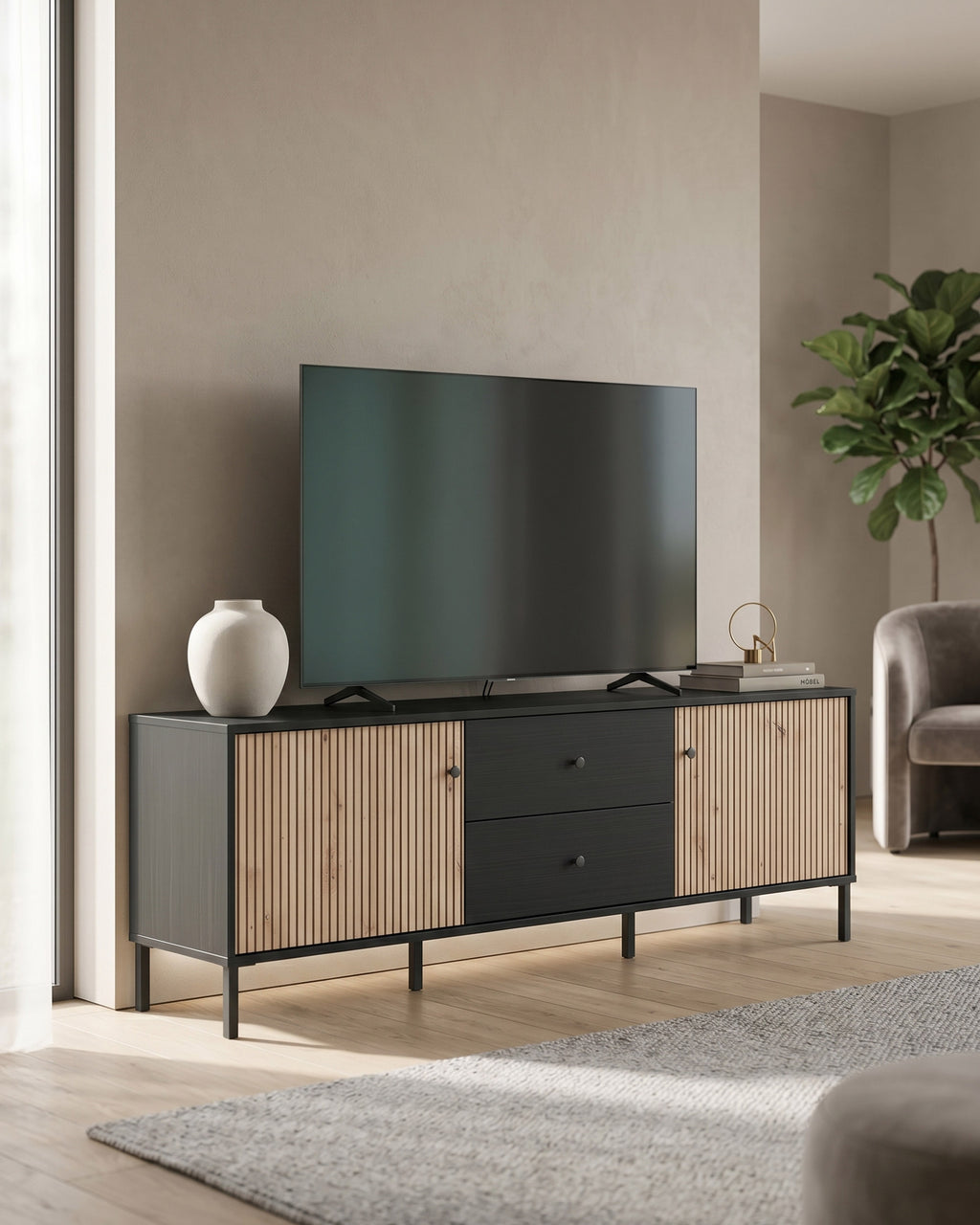 CORREZE TV unit with 2 doors and 2 drawers