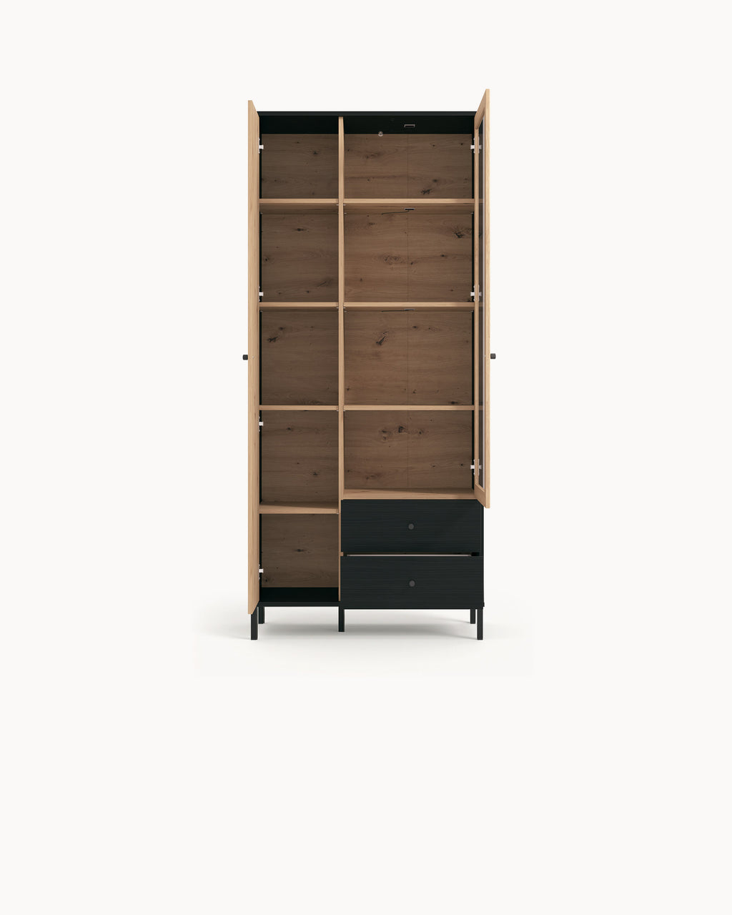 Vitrina CORREZE con 2 puertas y 2 cajones