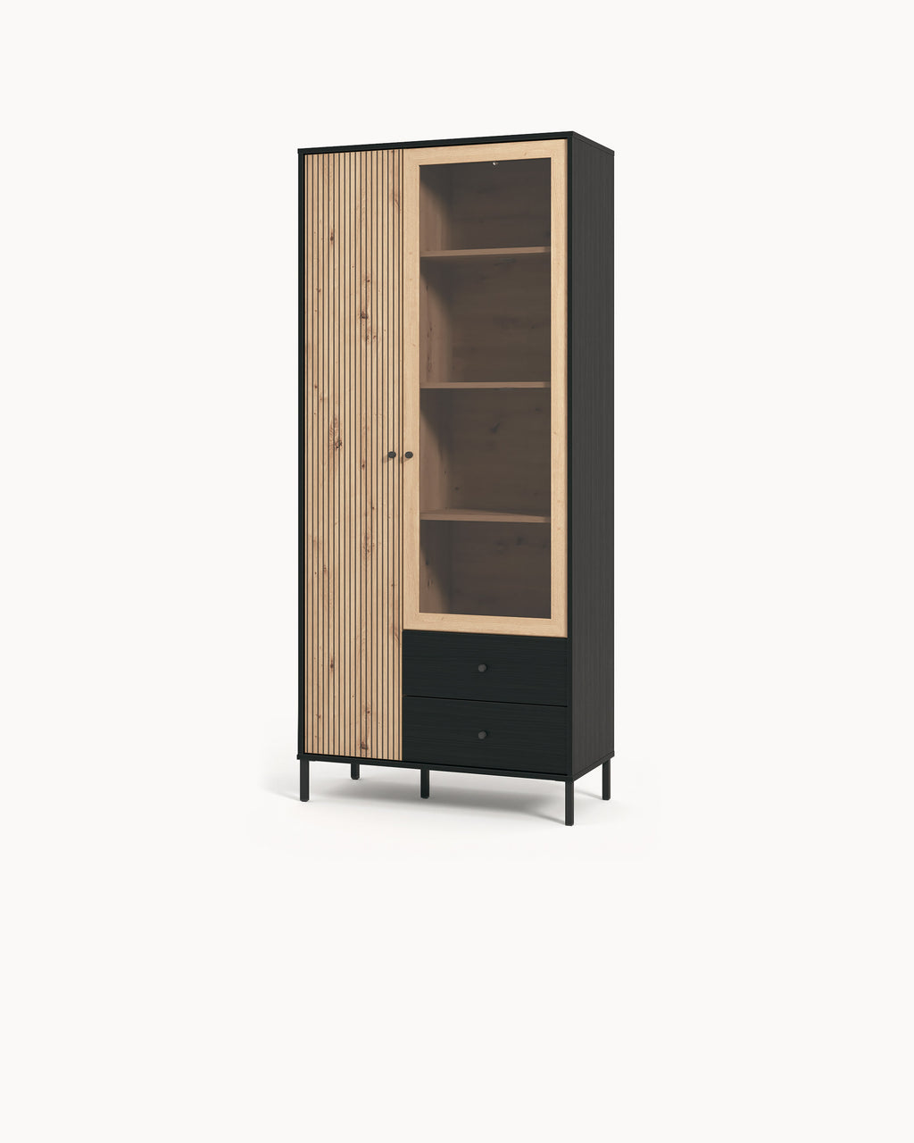 Vitrina CORREZE con 2 puertas y 2 cajones