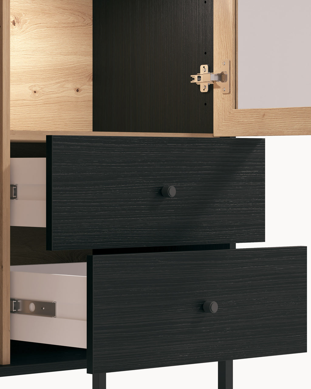 Vitrina CORREZE con 2 puertas y 2 cajones