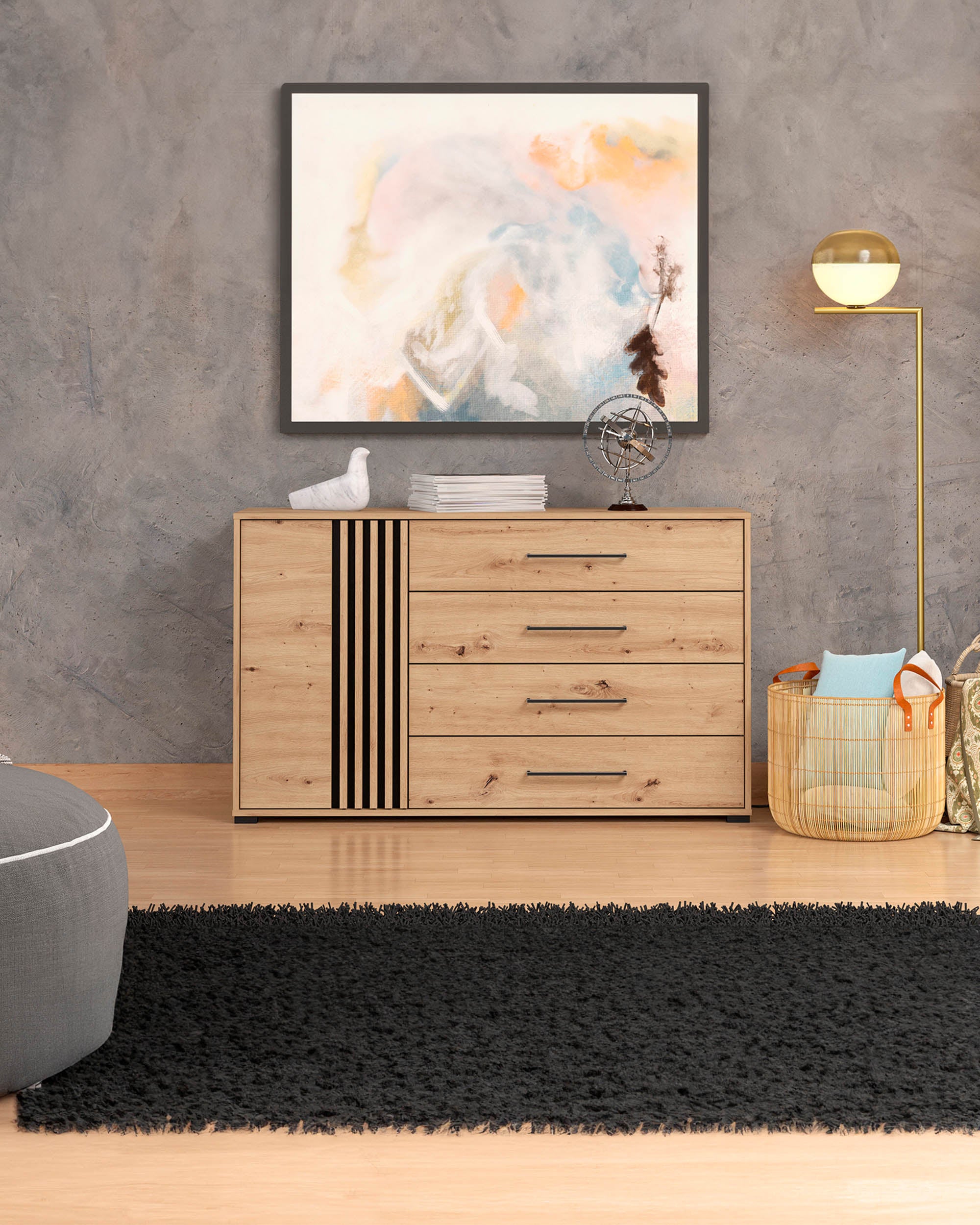ASCALON II Sideboard with 1 door and 4 drawers