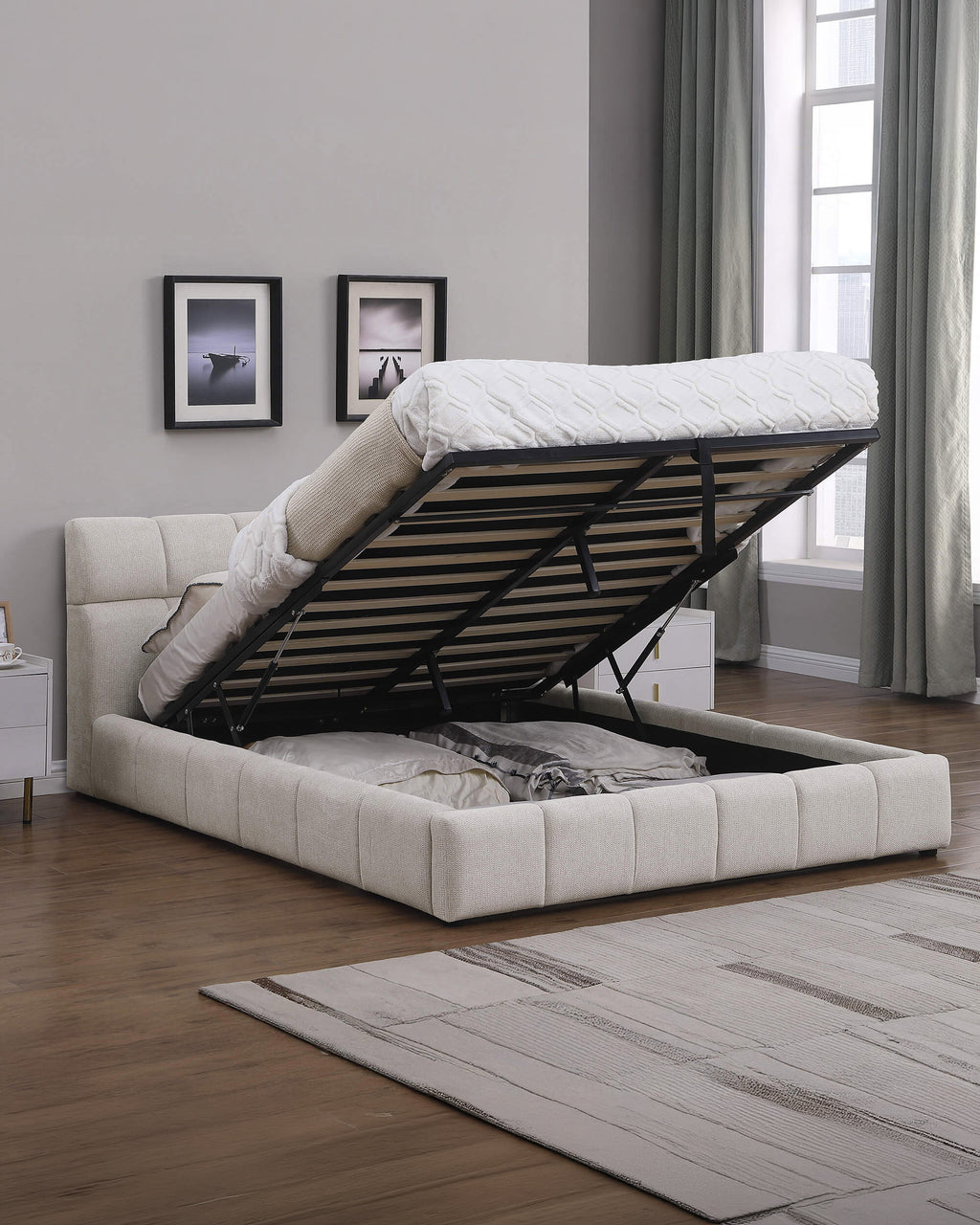 ANJO double bed with storage and lift-up frame