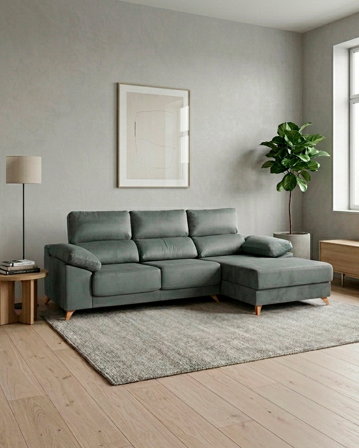 Sofá chaise longue MERIDA com baú