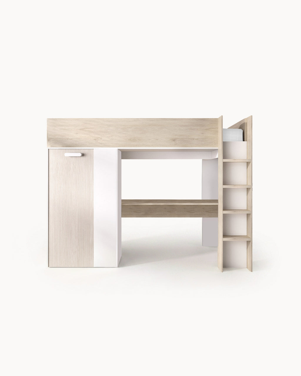 GASPAR reversible high sleeper bed with desk and wardrobe