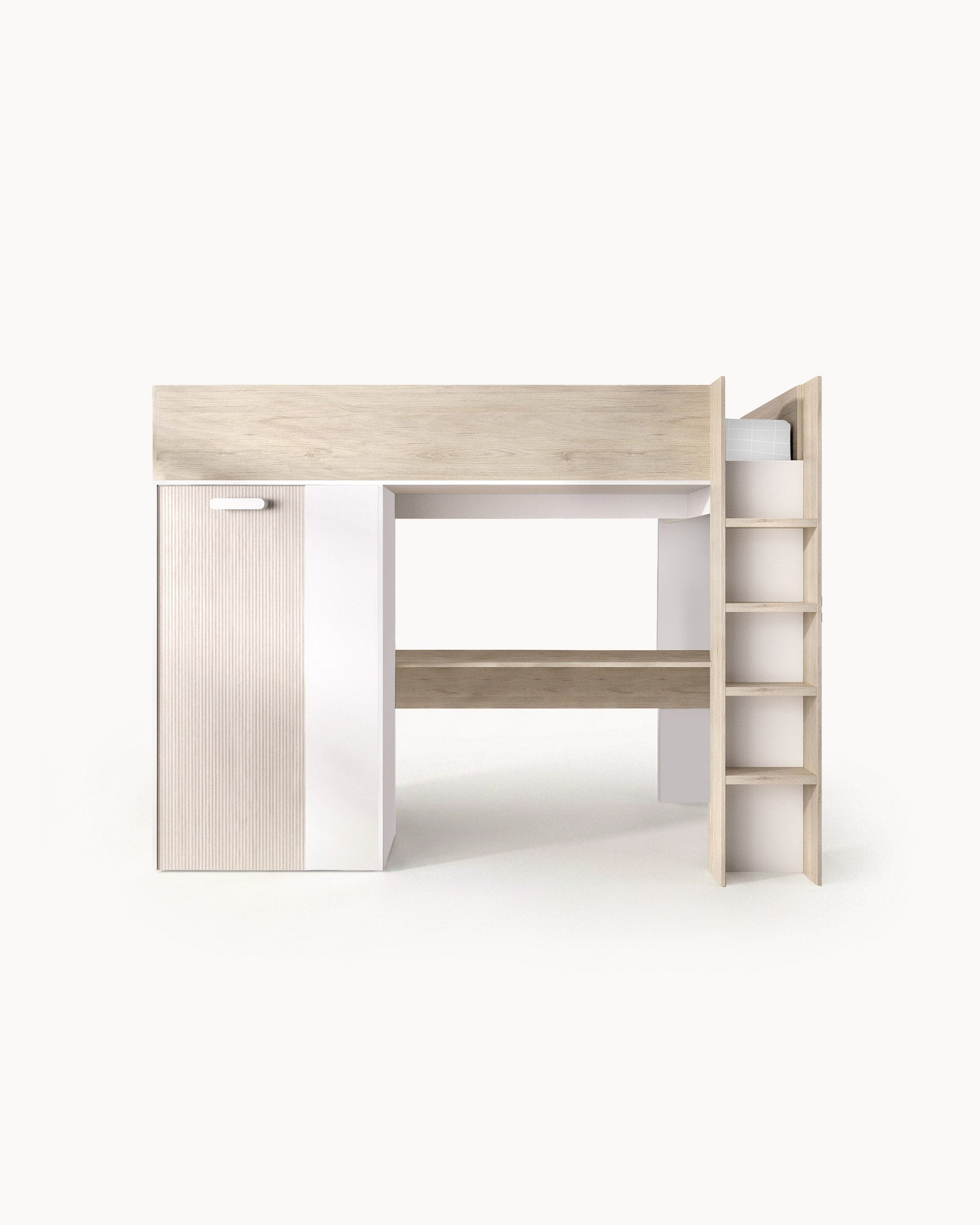 GASPAR reversible high sleeper bed with desk and wardrobe