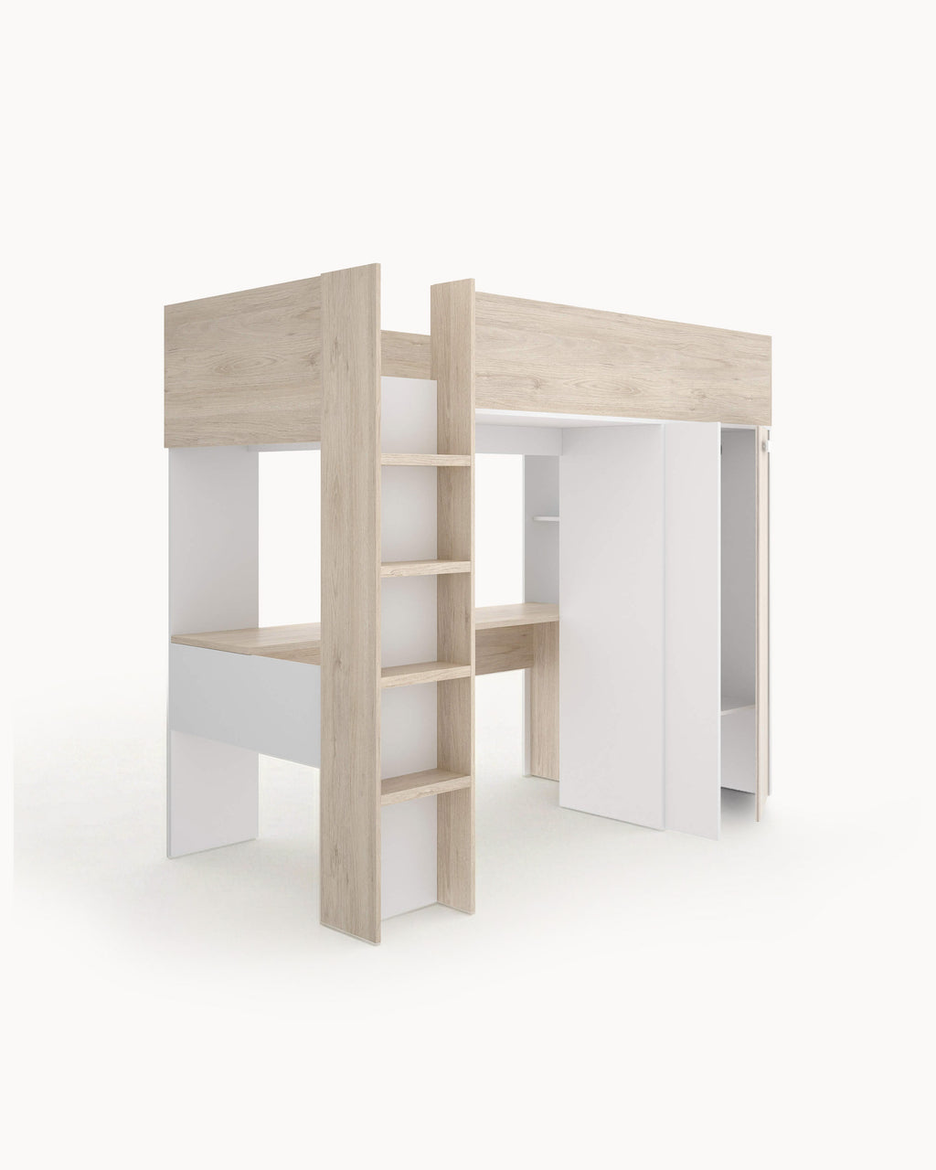 GASPAR reversible high sleeper bed with desk and wardrobe