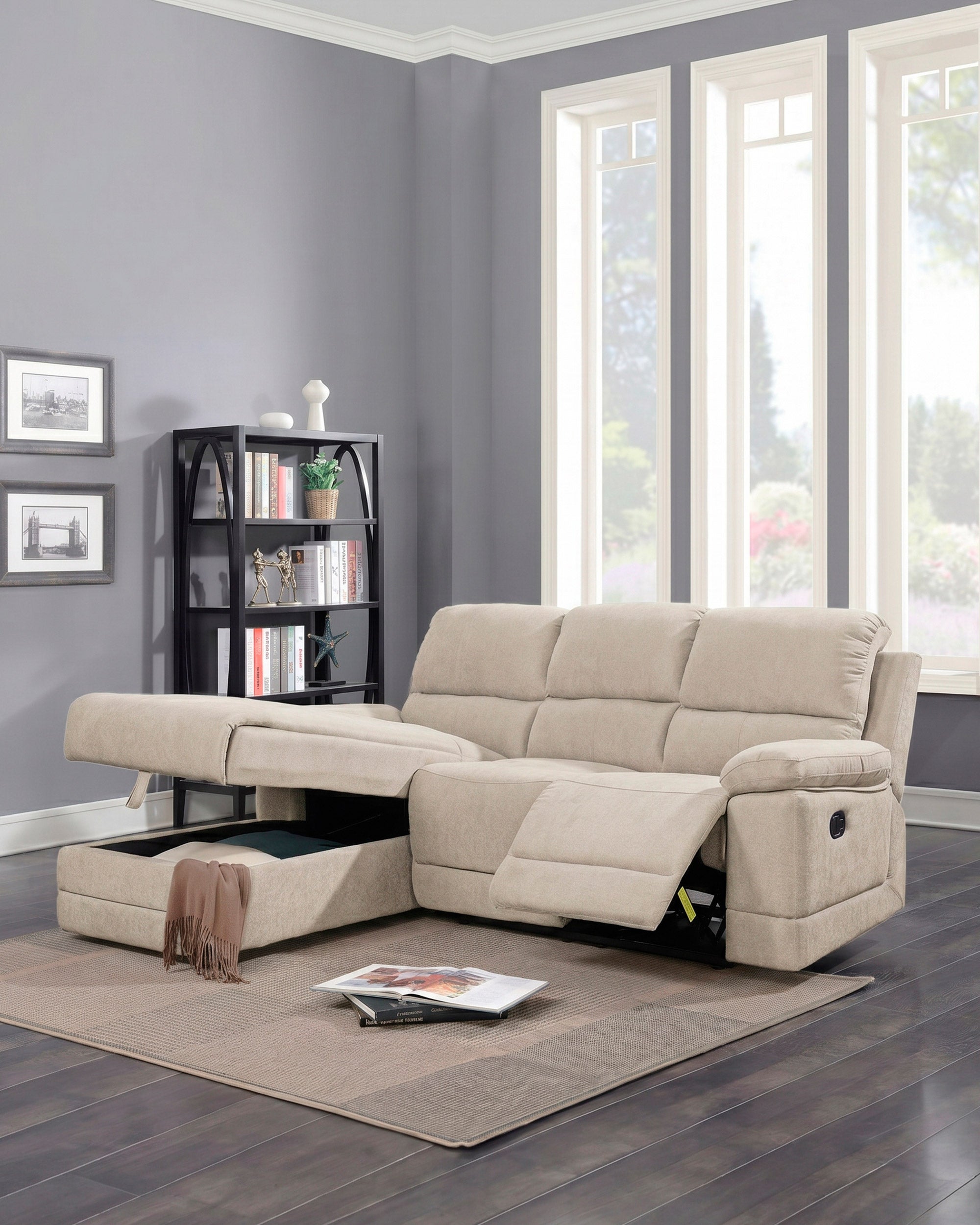 LEON manual recline chaise longue sofa