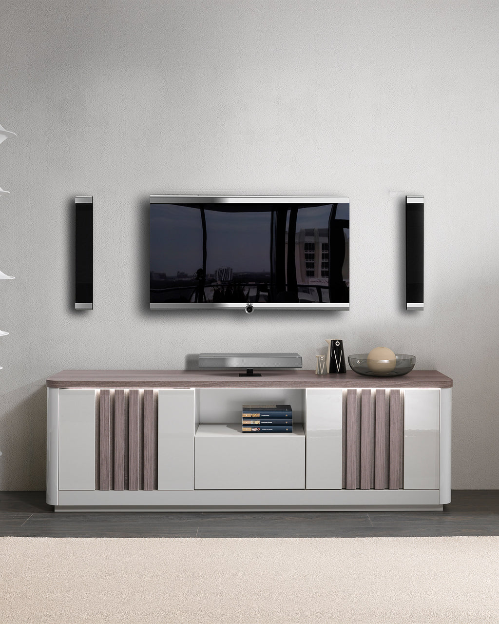 Móvel TV PESARO com LED, 2 portas e 1 gaveta (170cm)