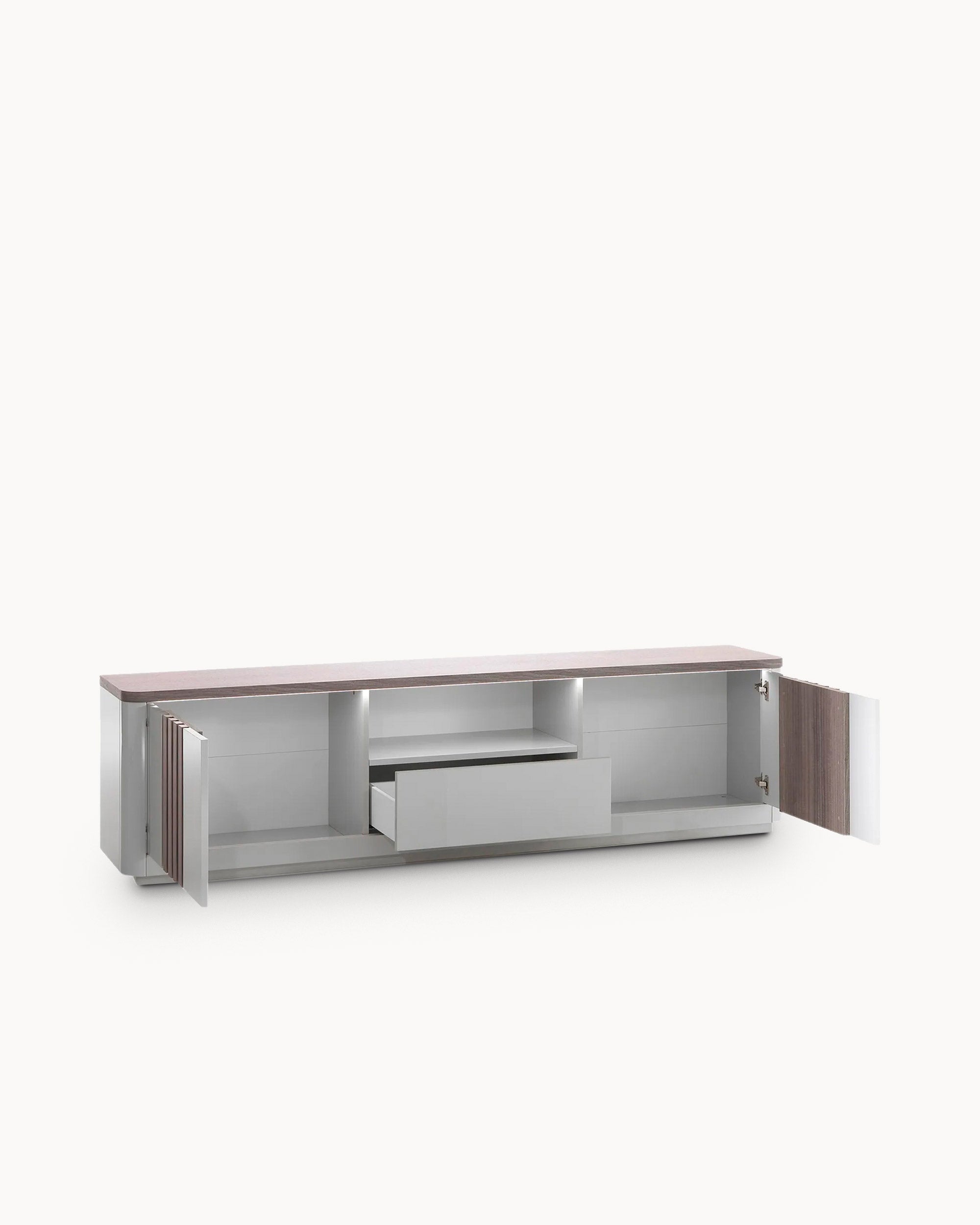 PESARO TV unit with LED, 2 doors and 1 drawer (210cm)