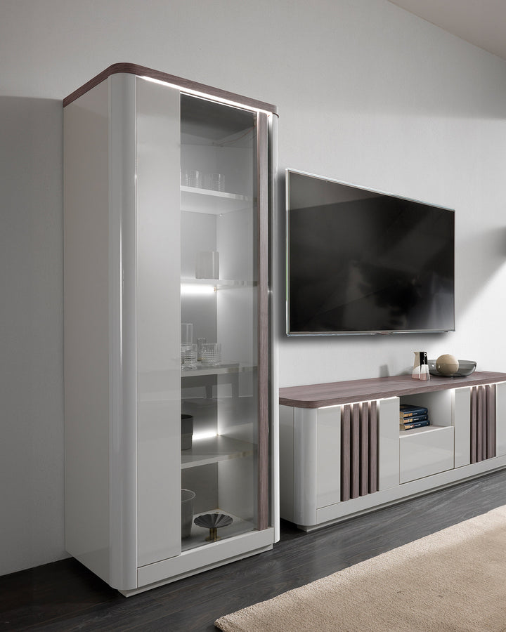 PESARO Display Cabinet with 1 Door and LED