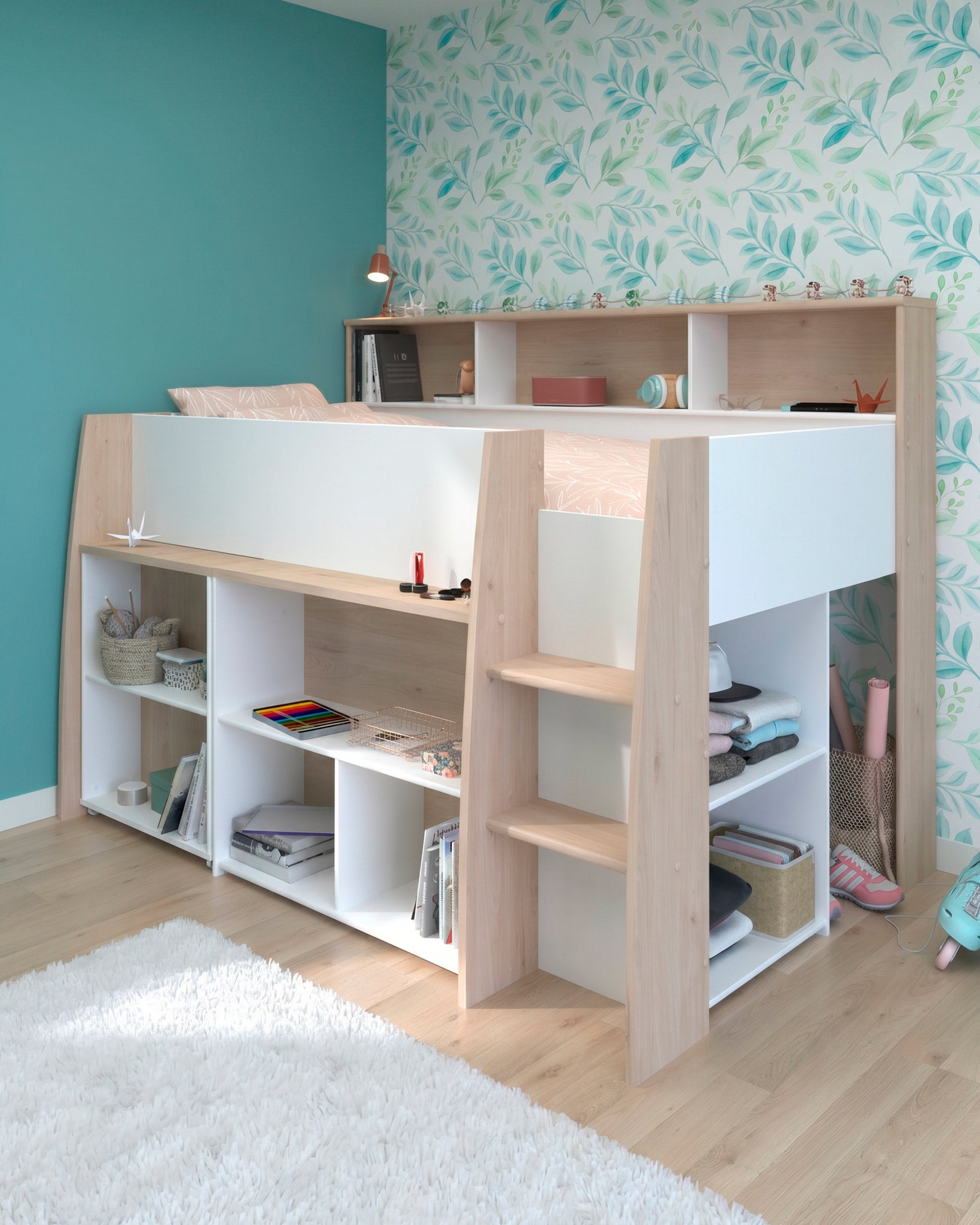 LUCAS high sleeper bed with pull-out desk