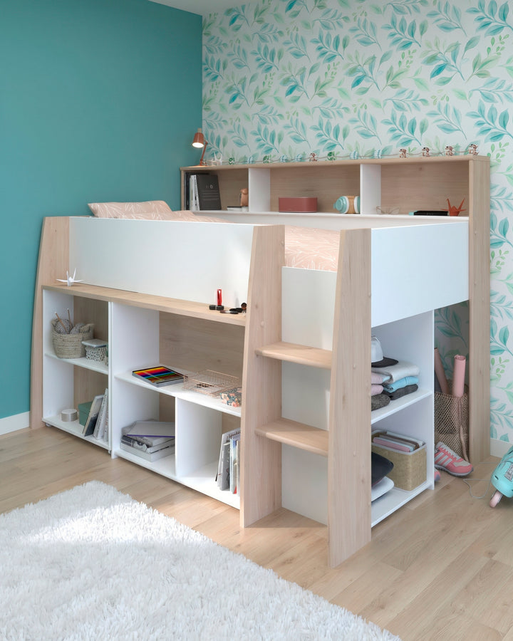 Cama alta LUCAS con escritorio extensible