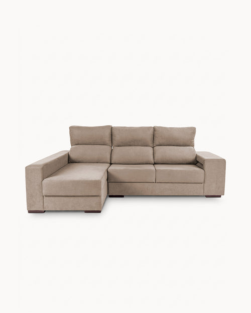Sofá chaise longue MARBELLA con arcón y pufs