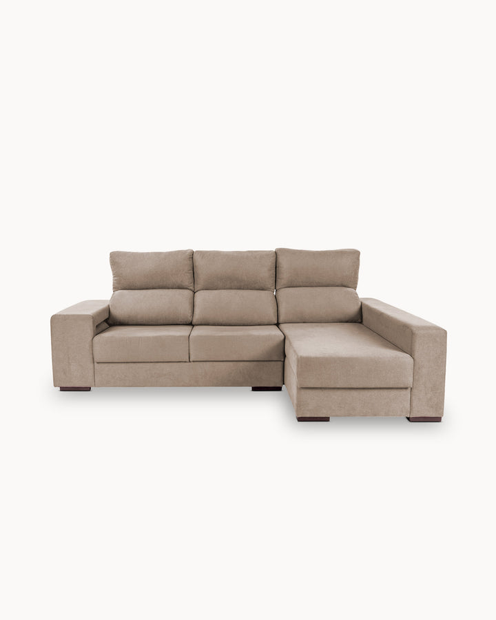 Sofá chaise longue MARBELLA con arcón y pufs