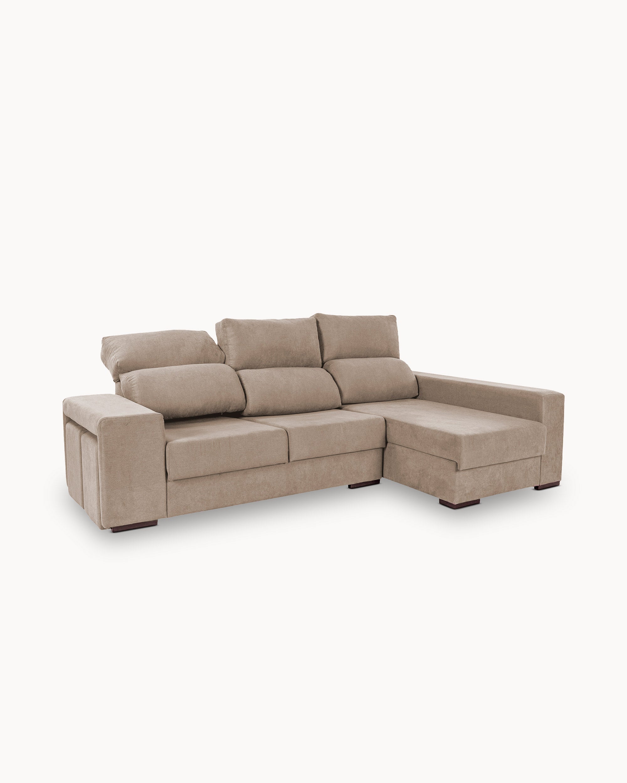 Sofá chaise longue MARBELLA com baú e puffs