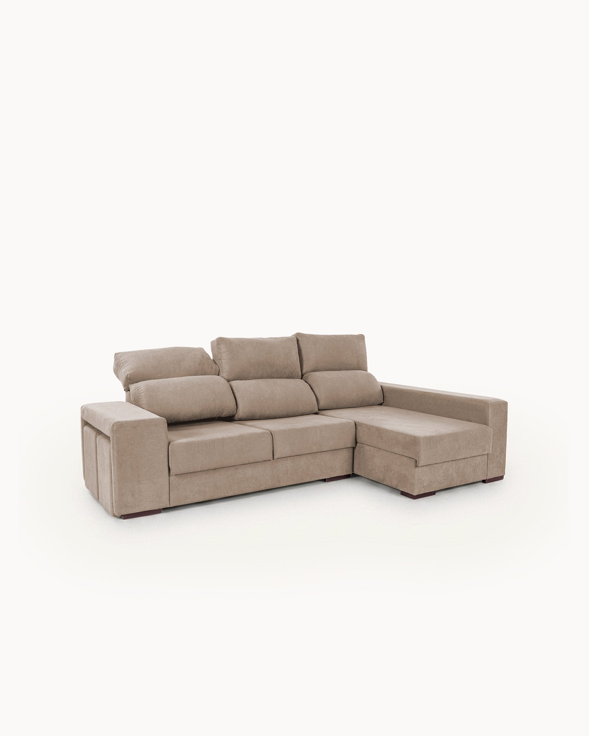 Sofá chaise longue MARBELLA con arcón y pufs