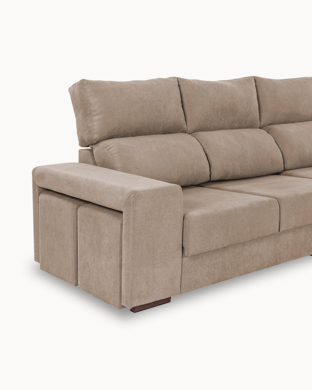 Sofá chaise longue MARBELLA com baú e puffs
