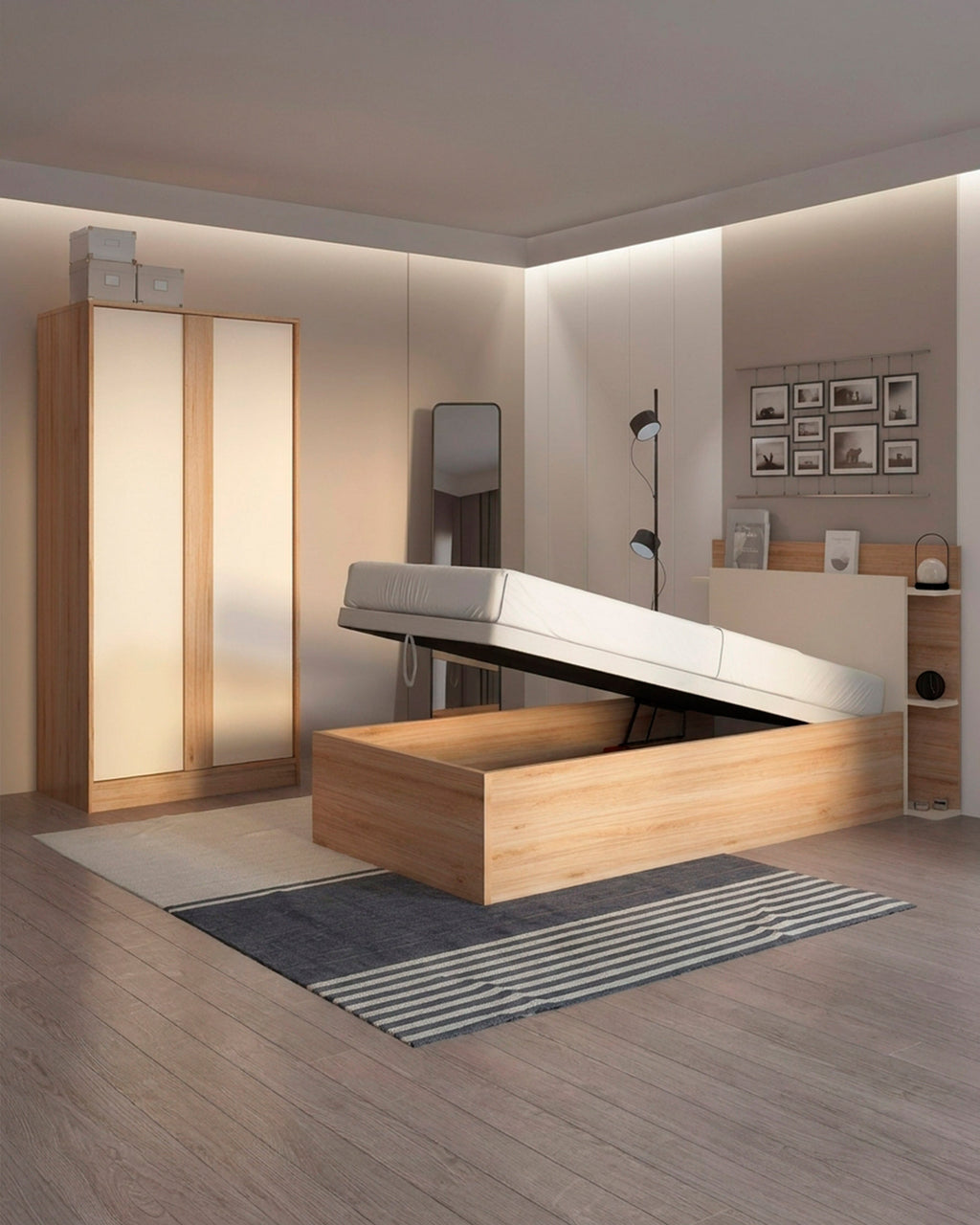 Cama de solteiro elevatória BRENDA