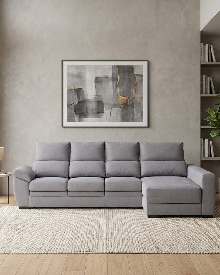 Reversible chaise longue sofa SAFIRA with storage