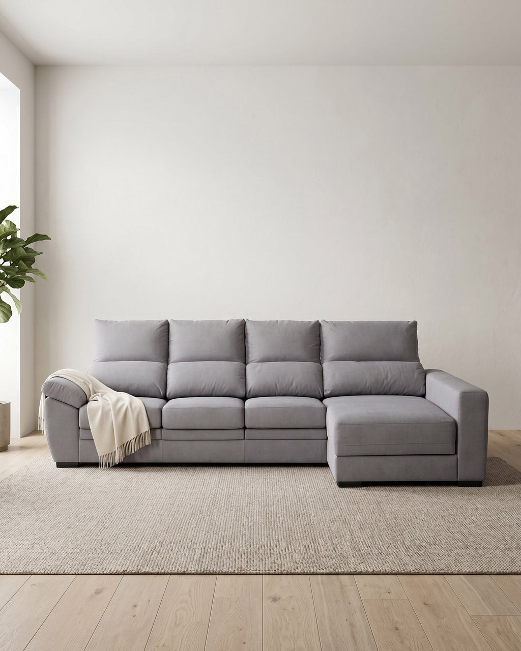 Sofá chaise longue reversible SAFIRA con arcón