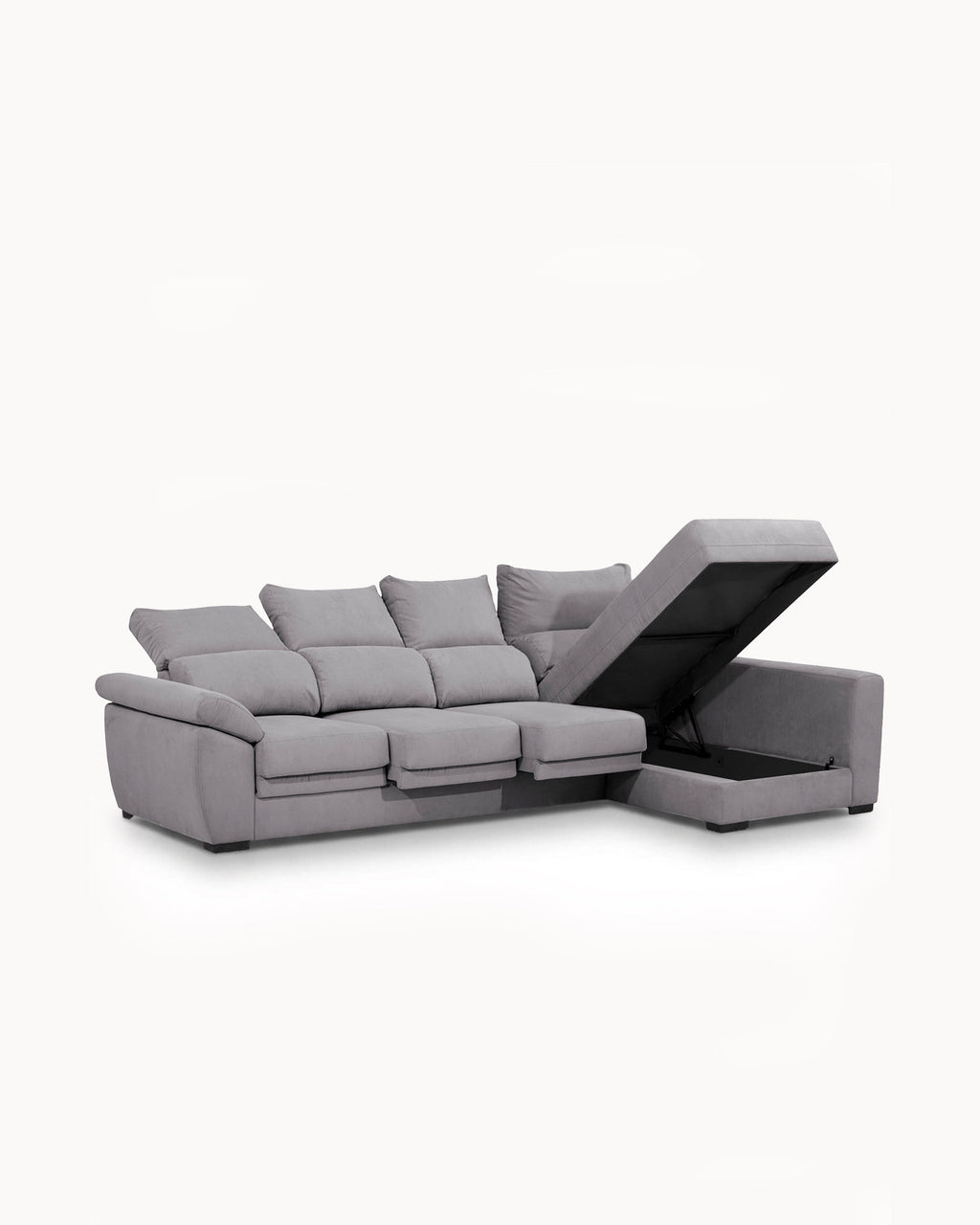 Sofá chaise longue reversible SAFIRA con arcón
