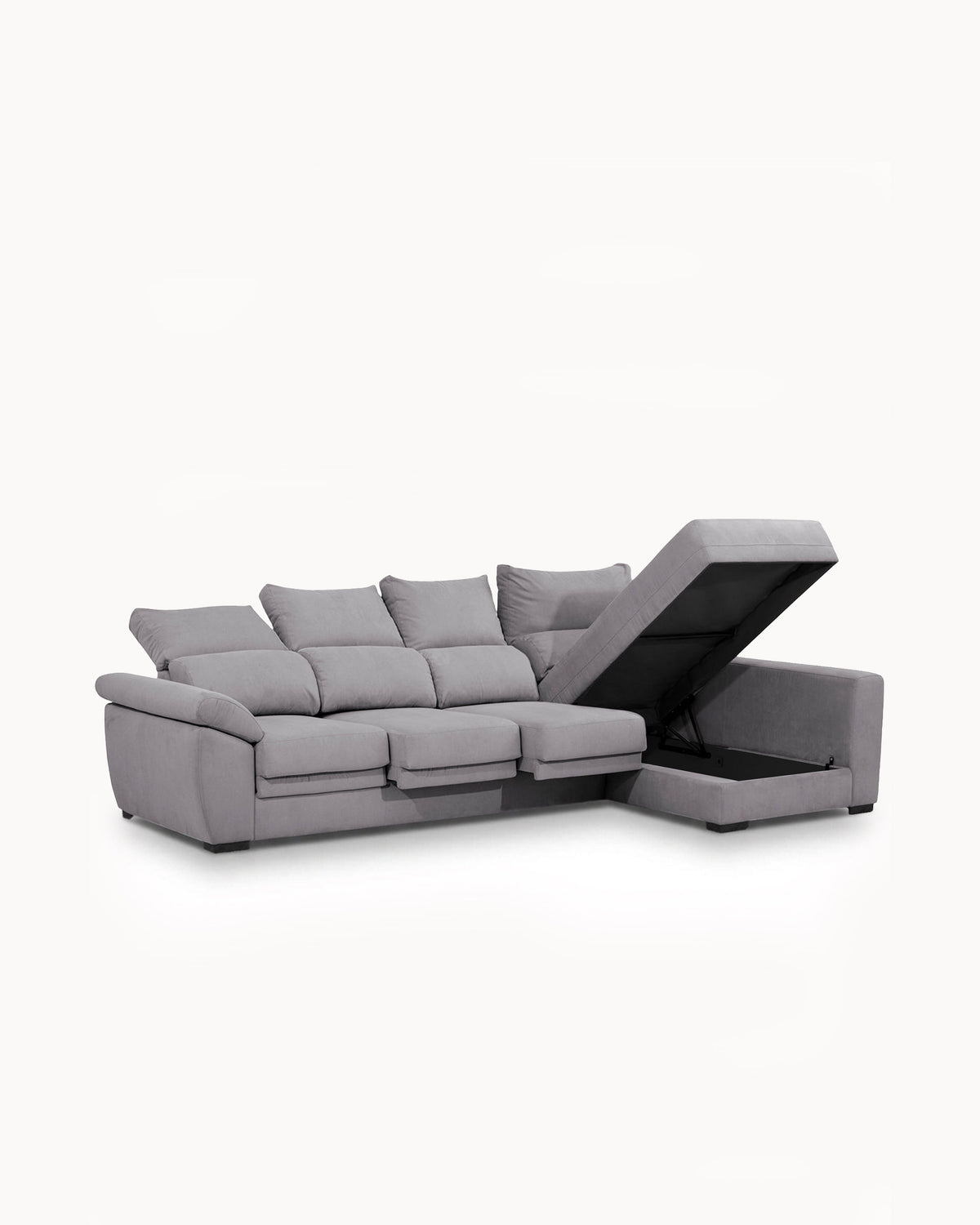 Sofá chaise longue reversible SAFIRA con arcón