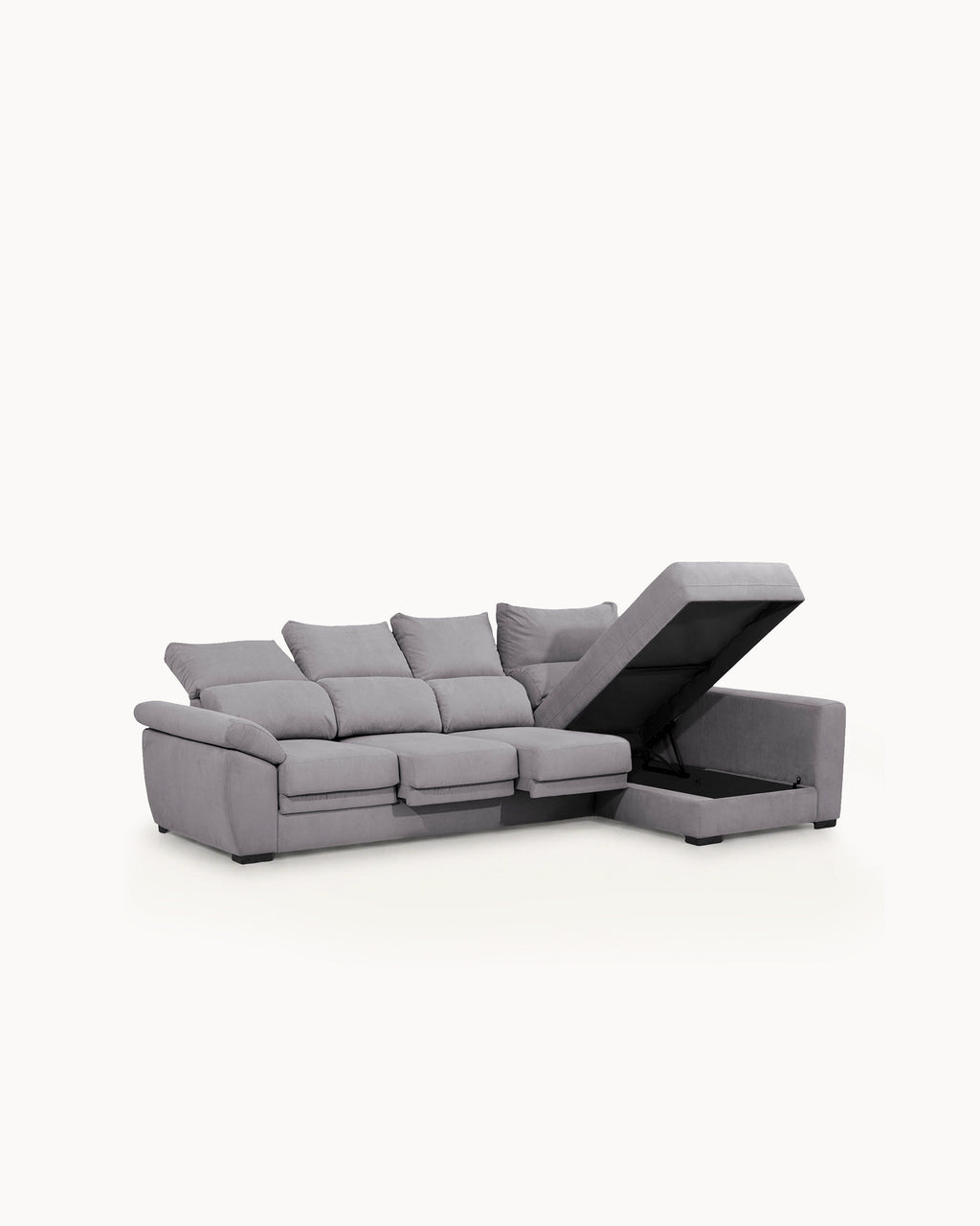 Sofá chaise longue reversible SAFIRA con arcón