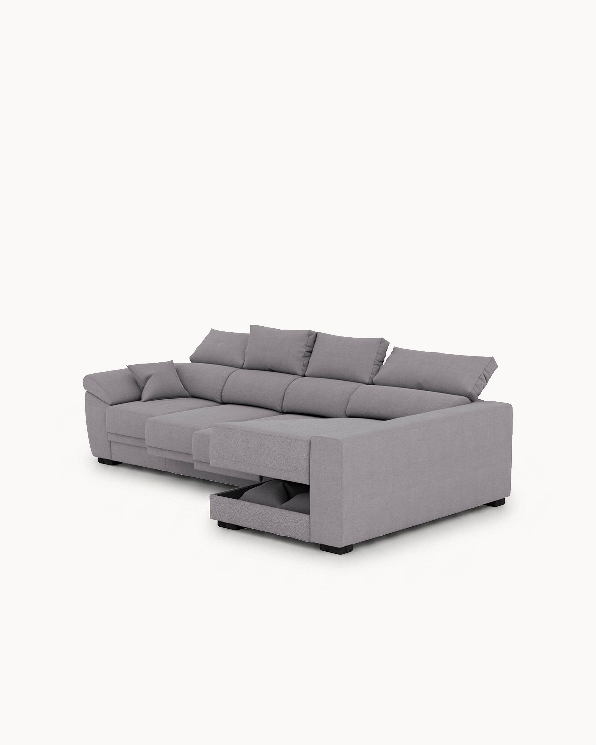 Sofá chaise longue reversible SAFIRA con arcón