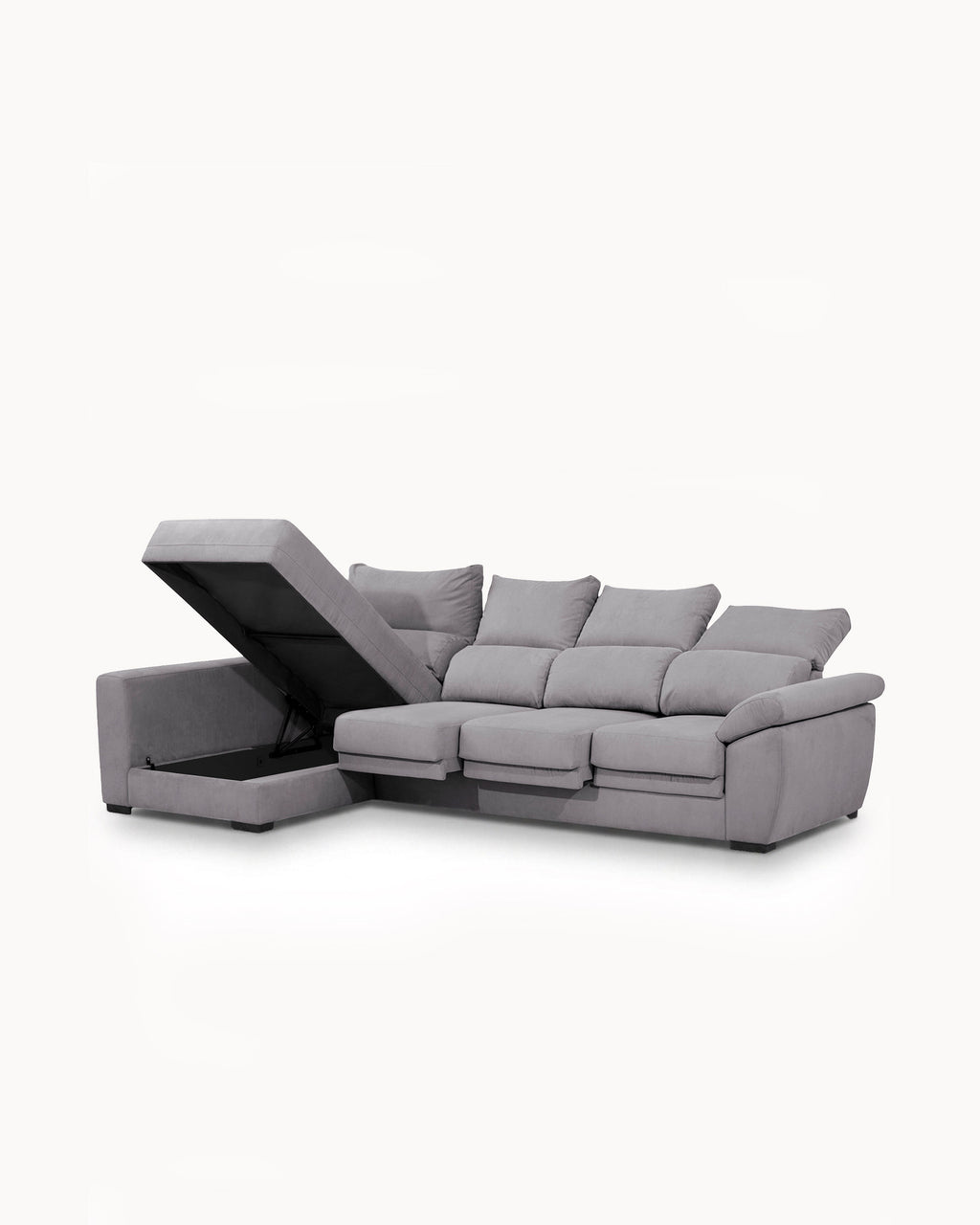Sofá chaise longue reversible SAFIRA con arcón