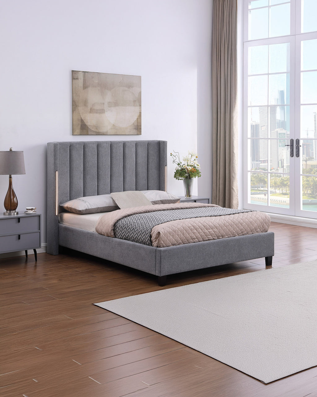 Cama de casal BABYLONE com LED