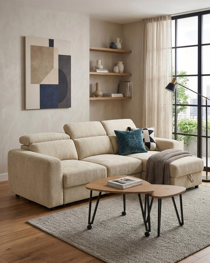 Sofá chaise longue PALAMA II com cama e baú