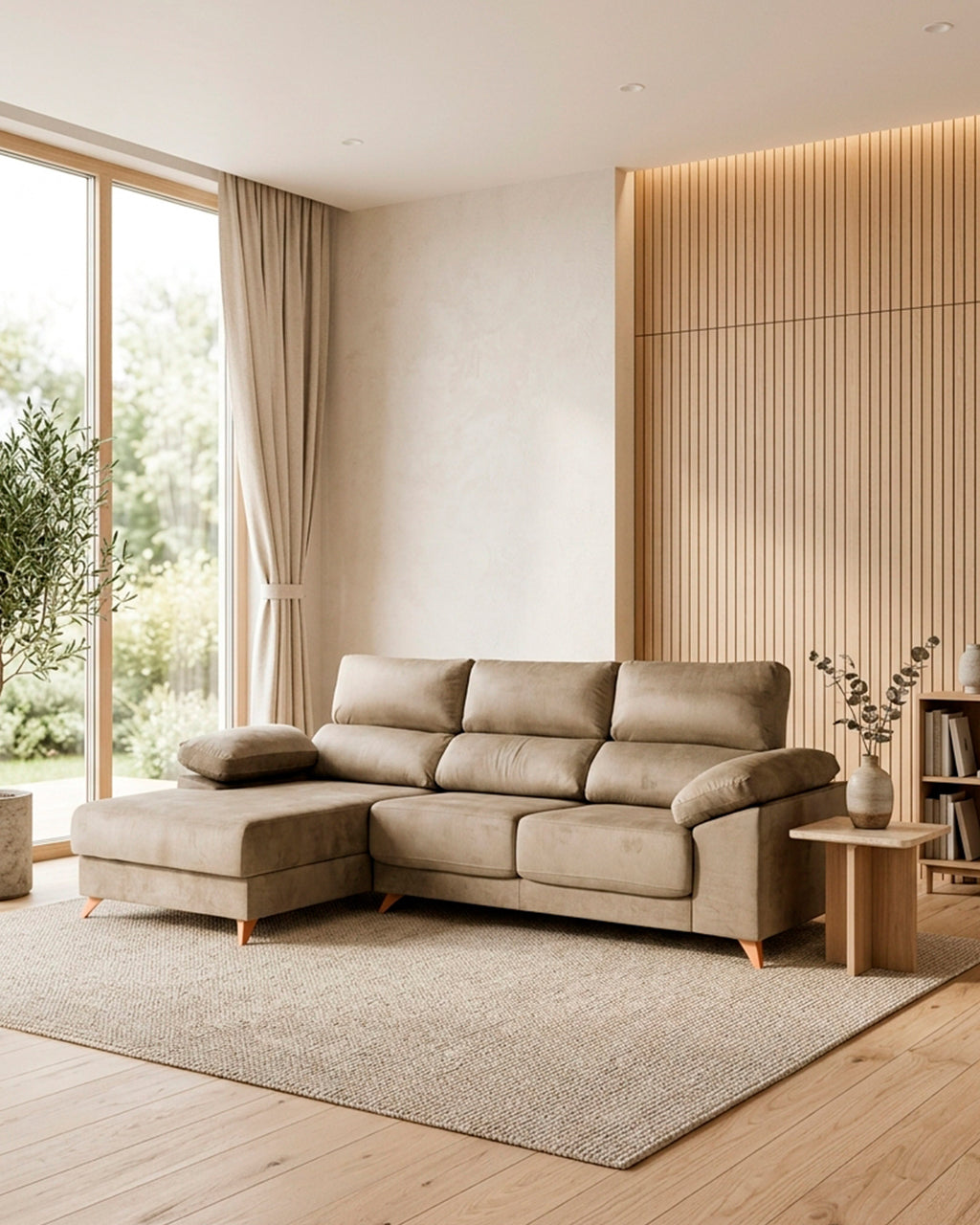 MERIDA chaise longue sofa with storage