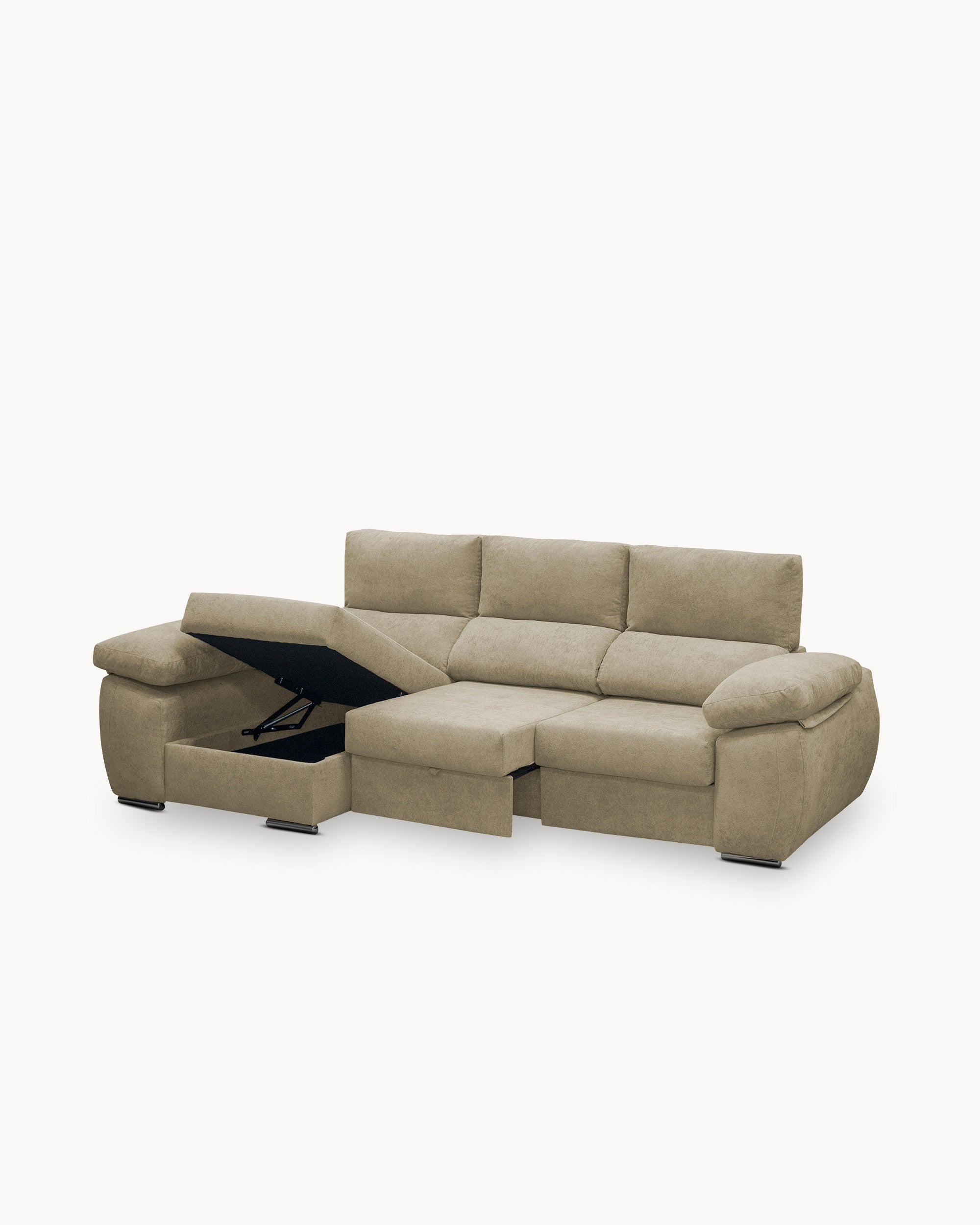 PAMELA chaise longue sofa with bed and storage
