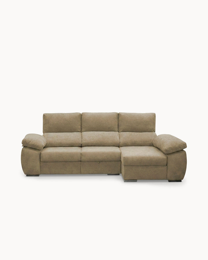 Sofá chaise longue PAMELA com cama e baú