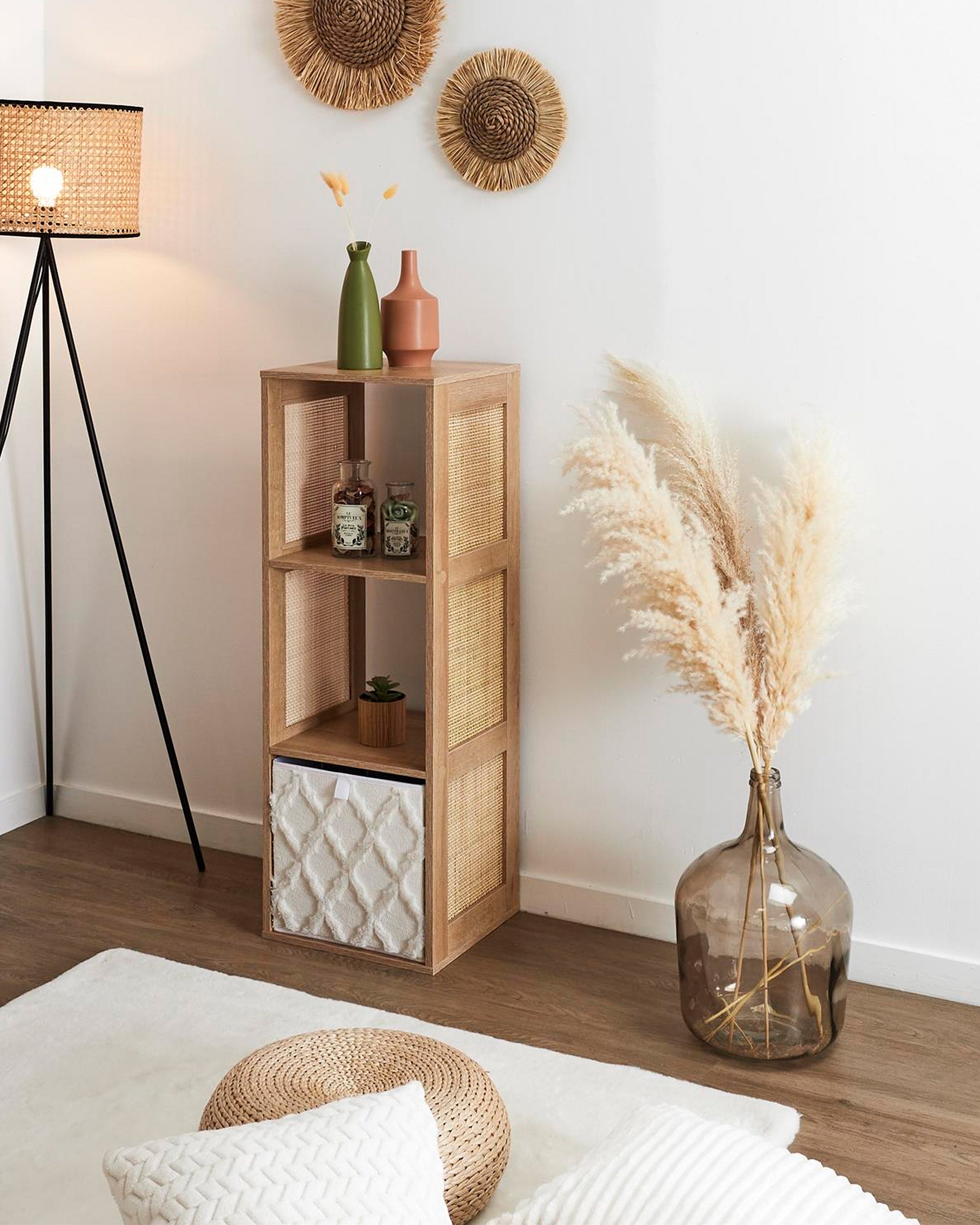 Estante BALI em rattan e com 3 cubos