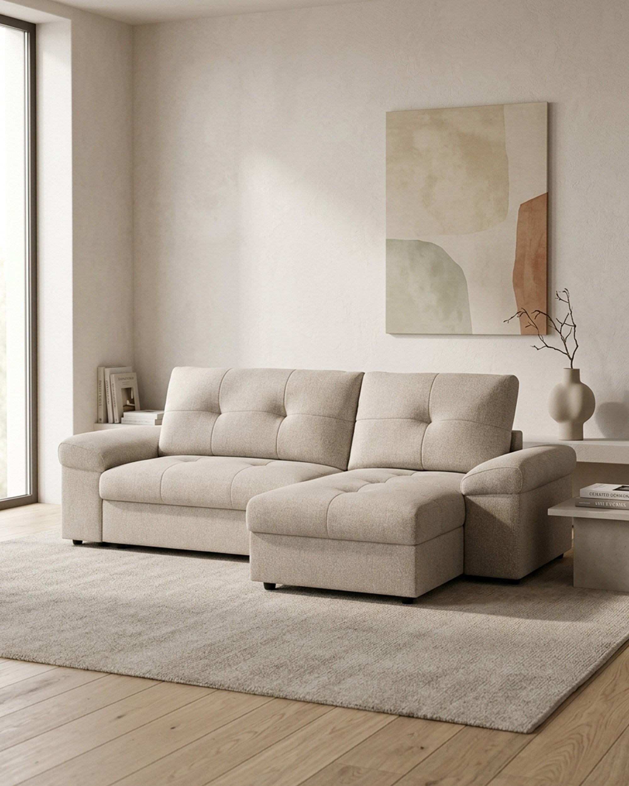 CARLOS reversible chaise longue sofa with bed and storage chest