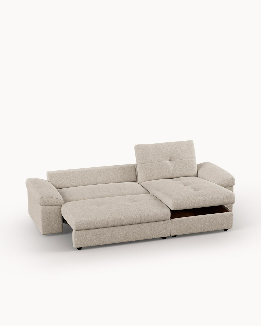 Sofá chaise longue reversível CARLOS com cama e baú