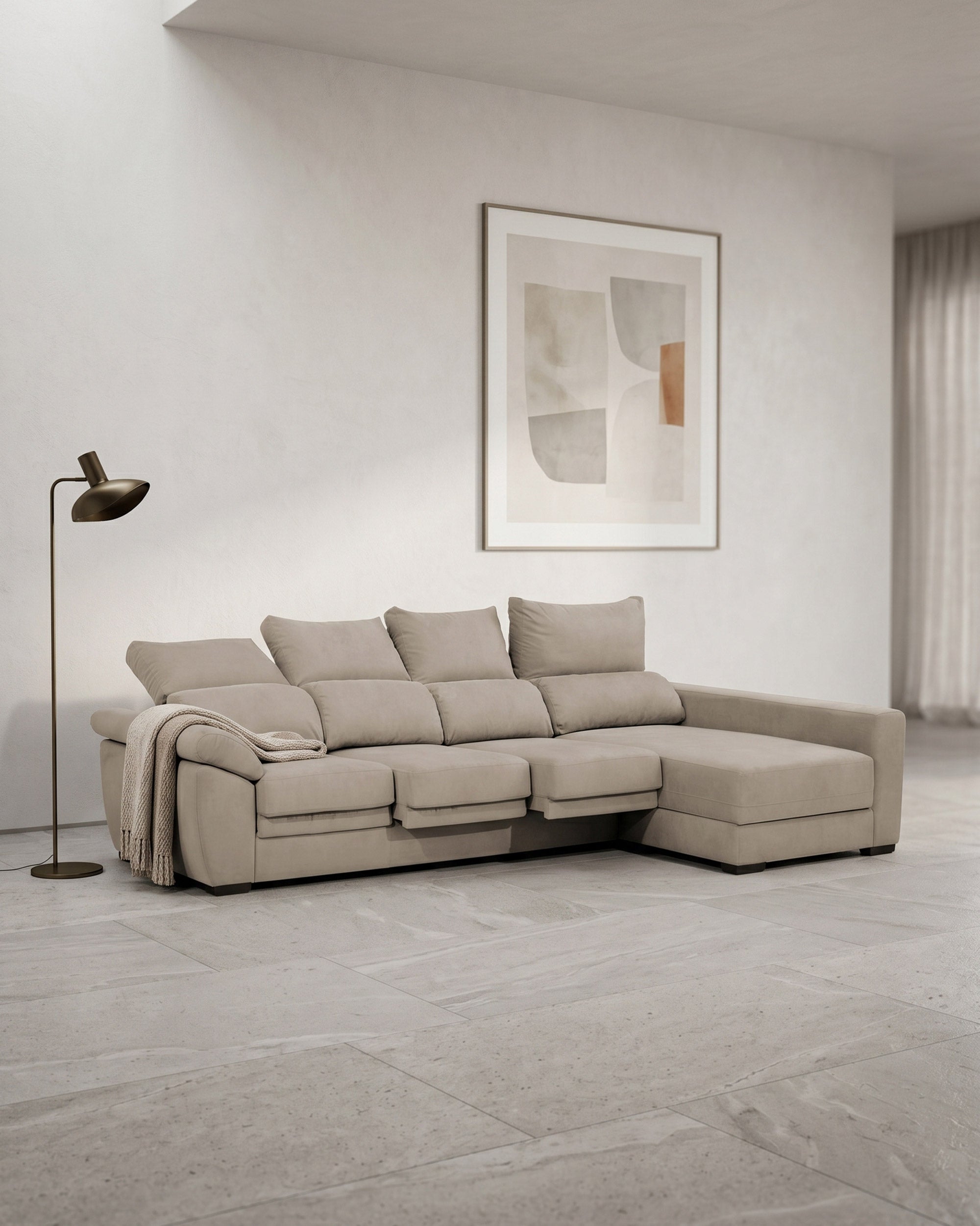 Reversible chaise longue sofa SAFIRA with storage