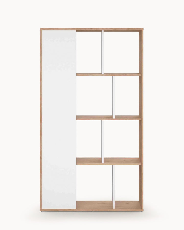 PENEDA reversible bookcase with 1 door and 6 shelves