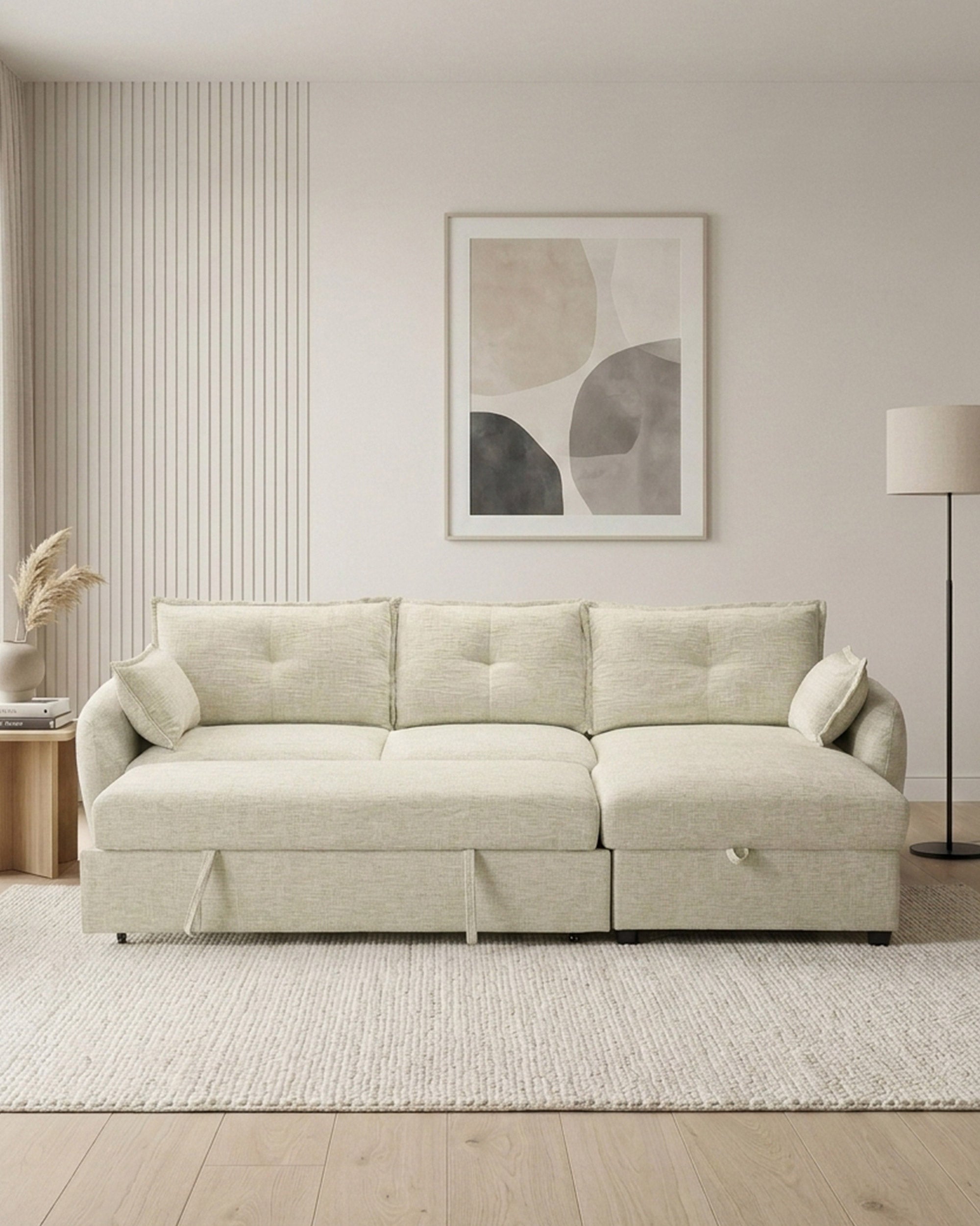 ISADORA chaise longue sofa with bed and storage