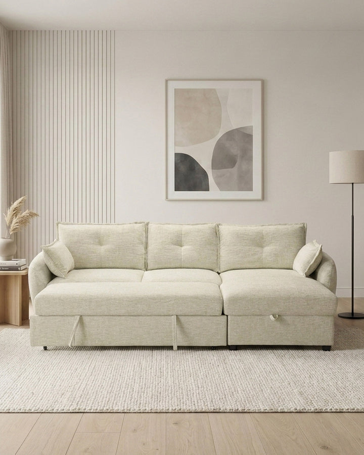 ISADORA chaise longue sofa with bed and storage