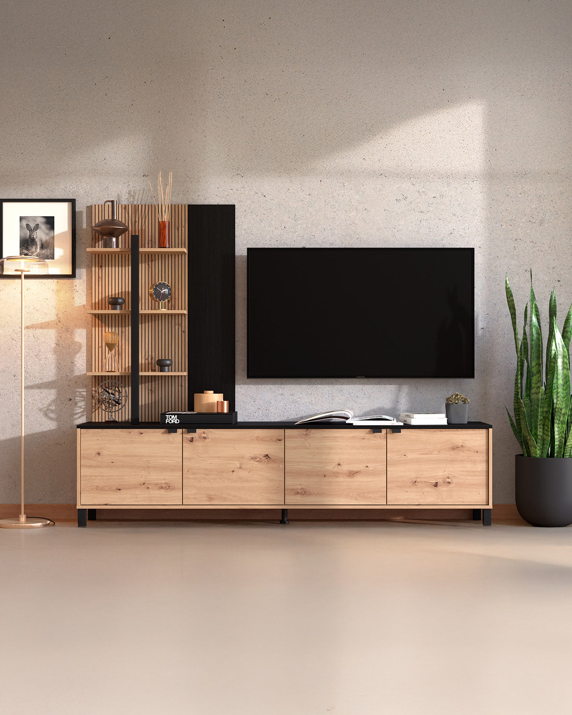 Estante TV MARGATE com 4 portas e 3 prateleiras