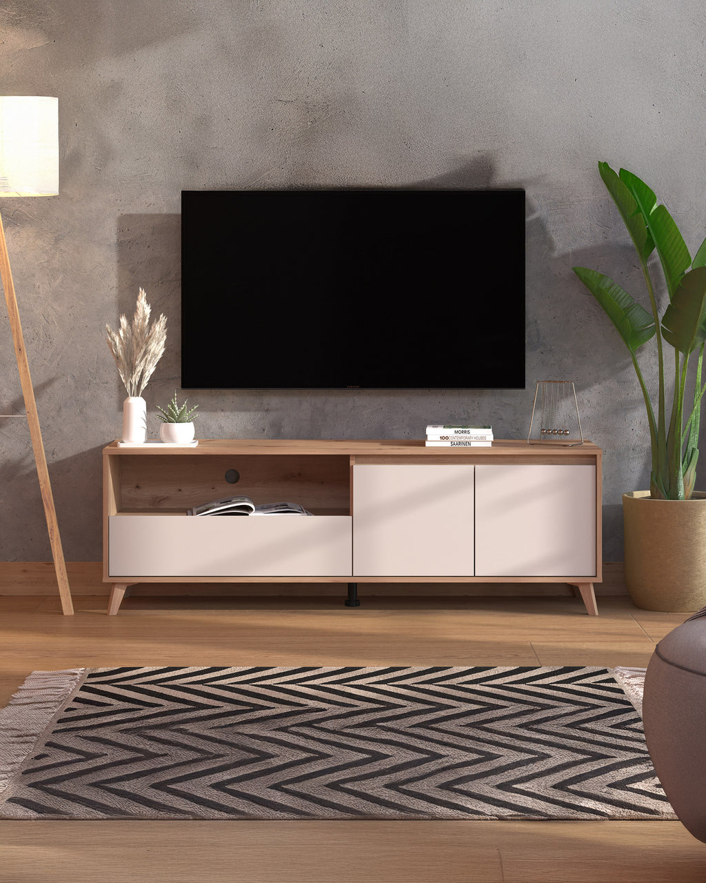 STIRLING TV unit with 2 doors and 1 drawer