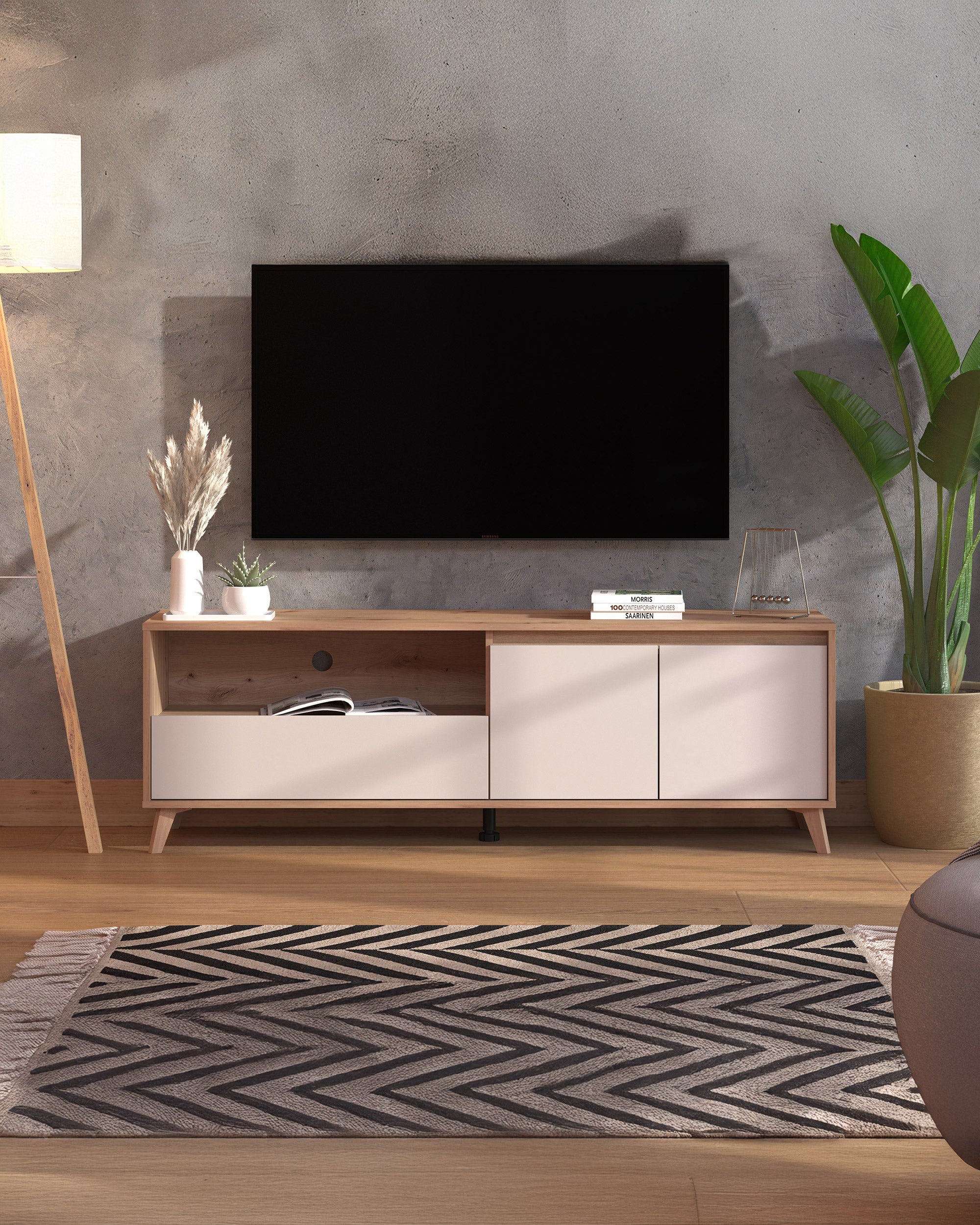STIRLING TV unit with 2 doors and 1 drawer